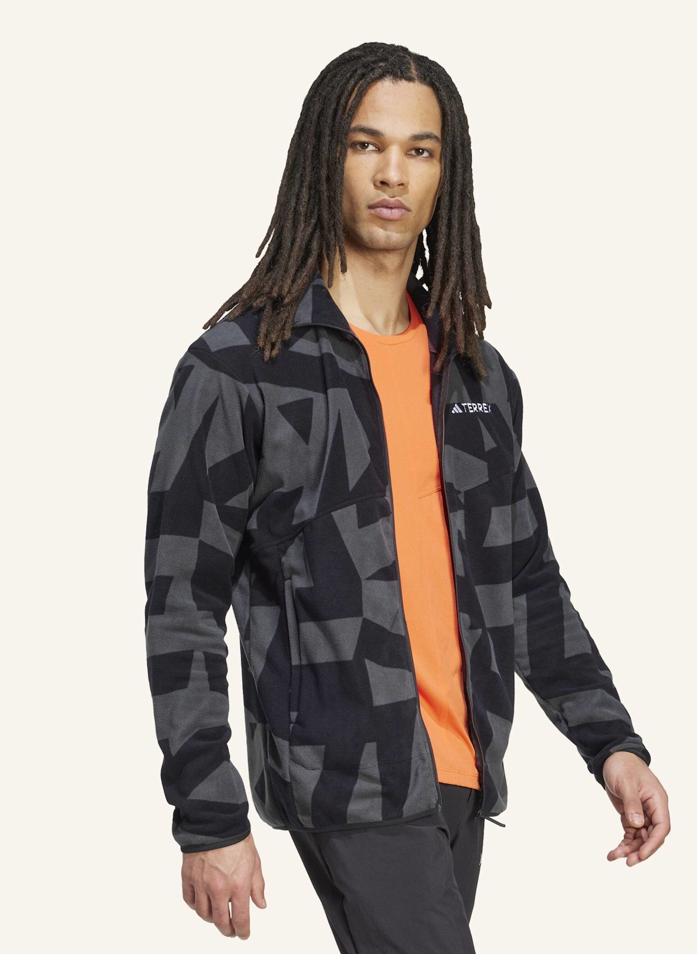 adidas TERREX Fleecejacke TERREX MULTI PRINTED FULL ZIP: SCHWARZ/ GRAU