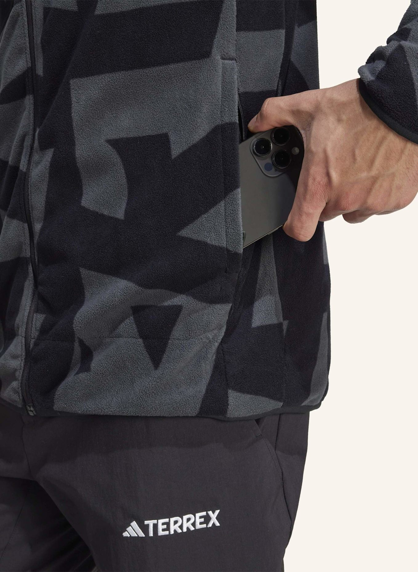 adidas TERREX Fleecejacke TERREX MULTI PRINTED FULL ZIP: SCHWARZ/ GRAU