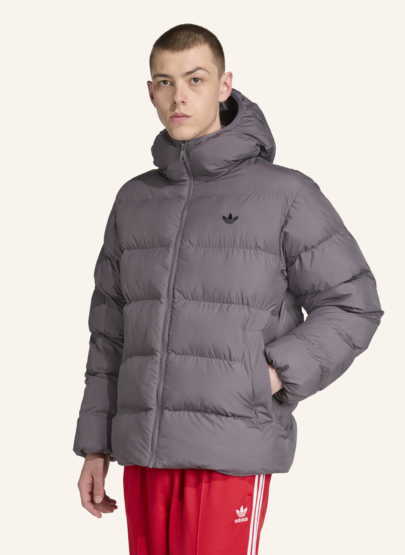 adidas Originals TONAL HOODED PUFFER JACKE: GRAU