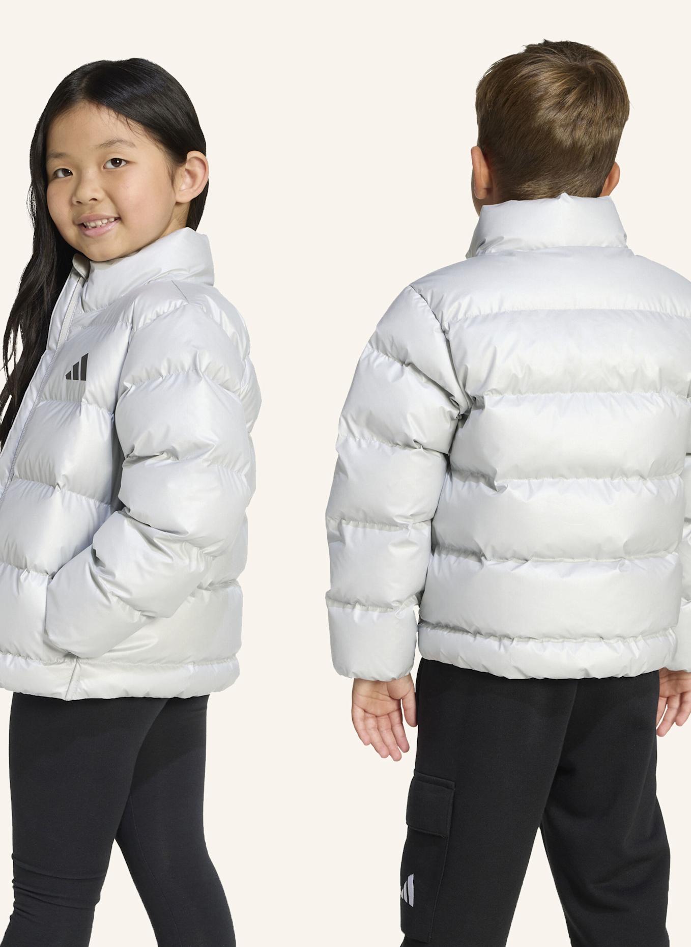 adidas KUNSTDAUNEN GLAM JACKE KINDER: SILBER/ SCHWARZ