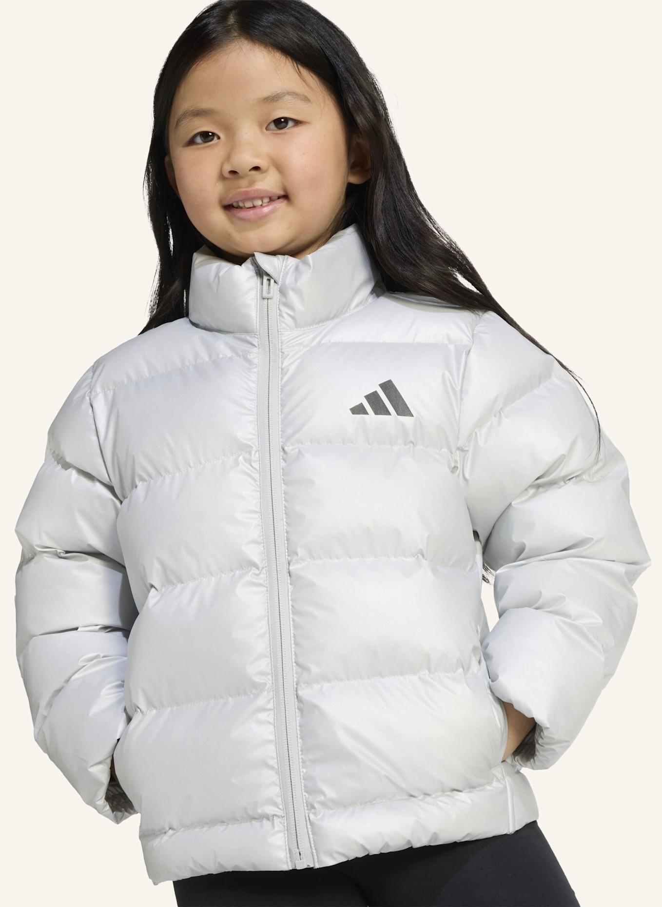 adidas KUNSTDAUNEN GLAM JACKE KINDER: SILBER/ SCHWARZ