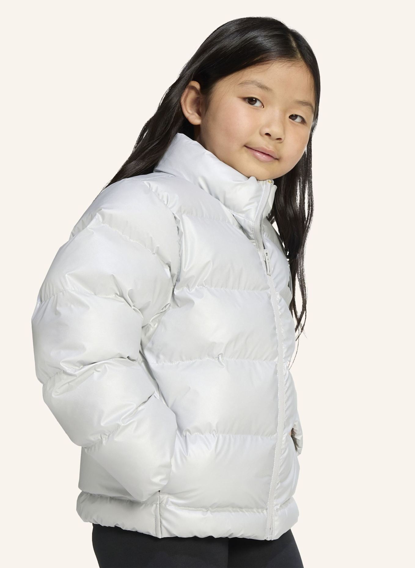 adidas KUNSTDAUNEN GLAM JACKE KINDER: SILBER/ SCHWARZ
