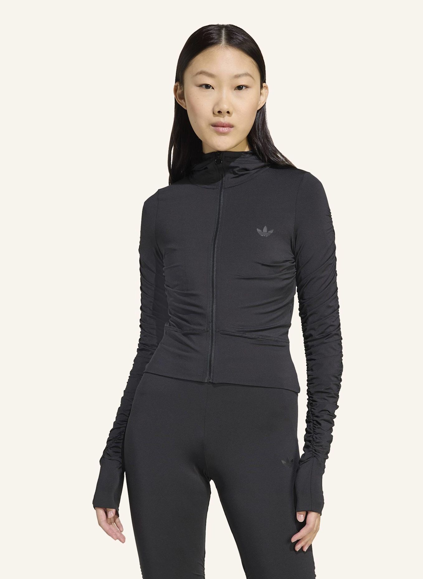 adidas Originals TRACK TOP MIT RÜSCHEN: SCHWARZ