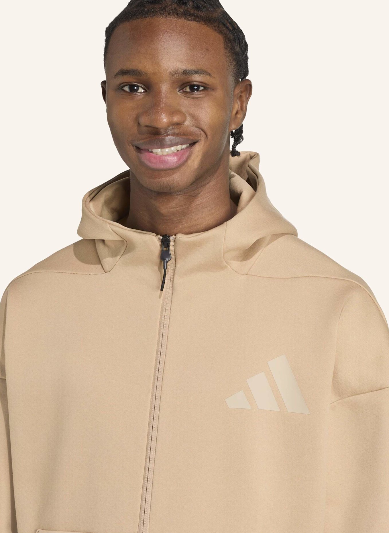 adidas Sweatjacke Z.N.E.: BEIGE/ BRAUN