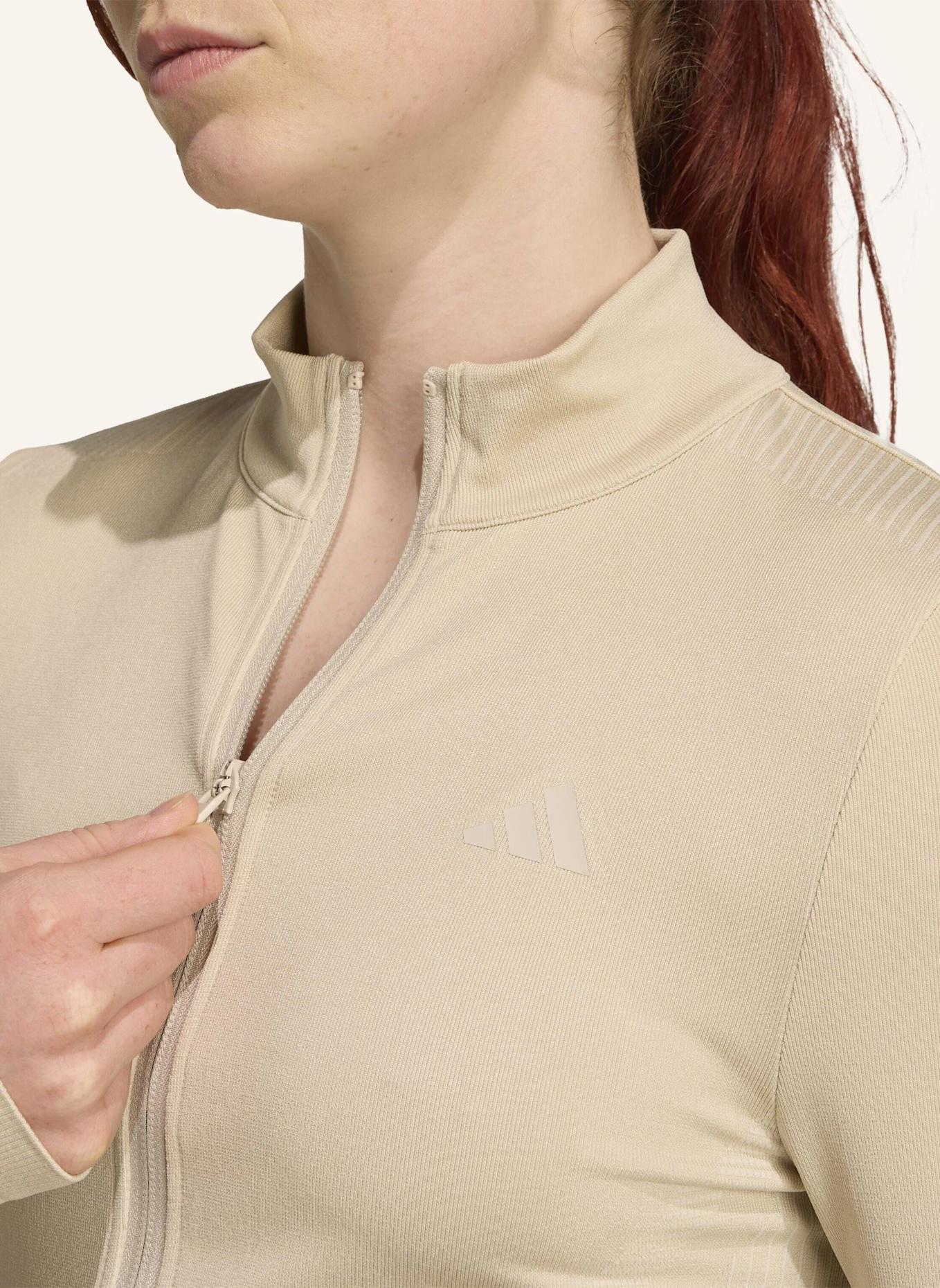 adidas WORKOUT ESSENTIALS STRICKJACKE MIT DURCHGEHENDEM REISSVERSCHLUSS: BEIGE