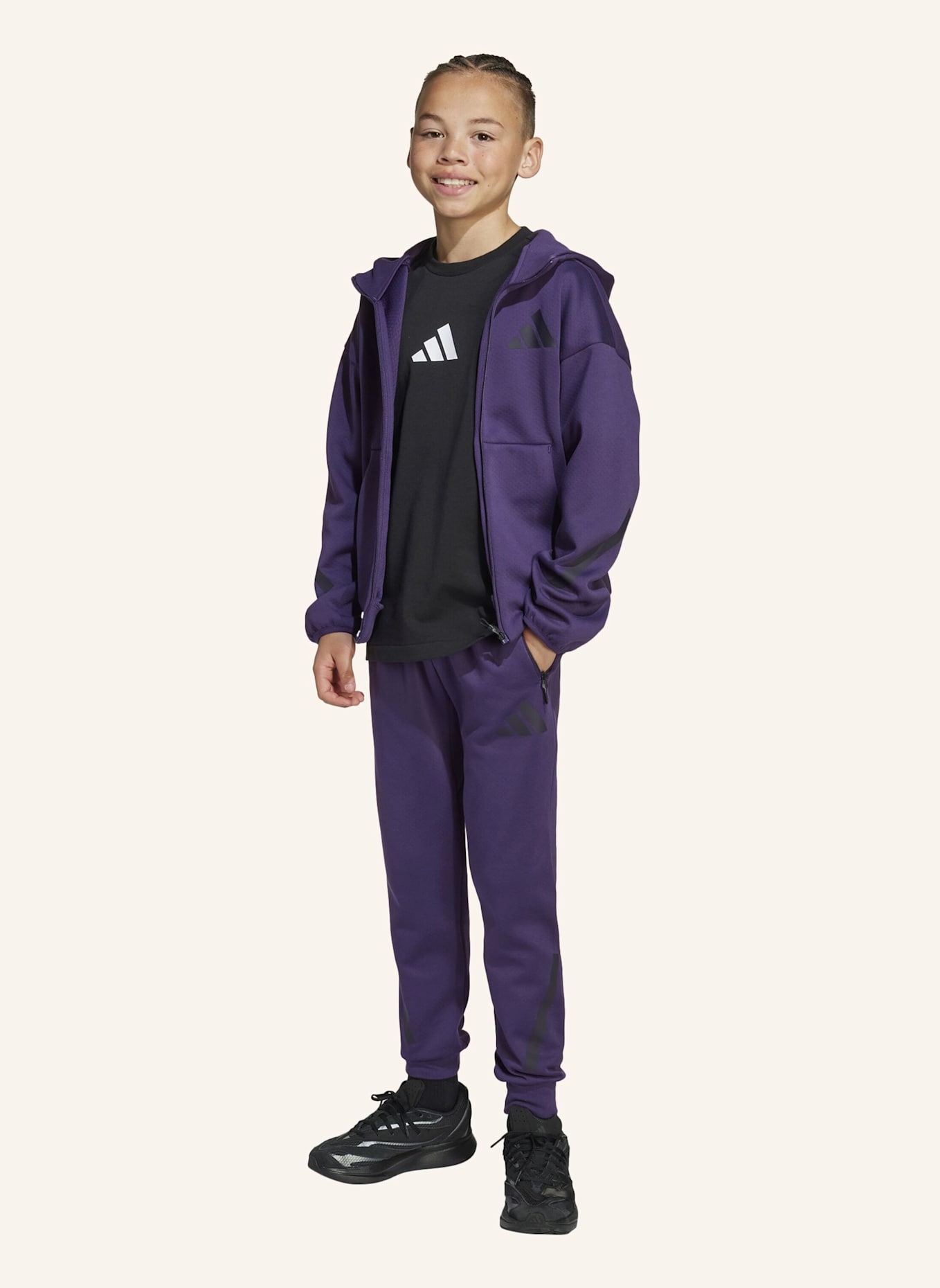 adidas Sweatjacke Z.N.E. FULL ZIP: LILA/ SCHWARZ