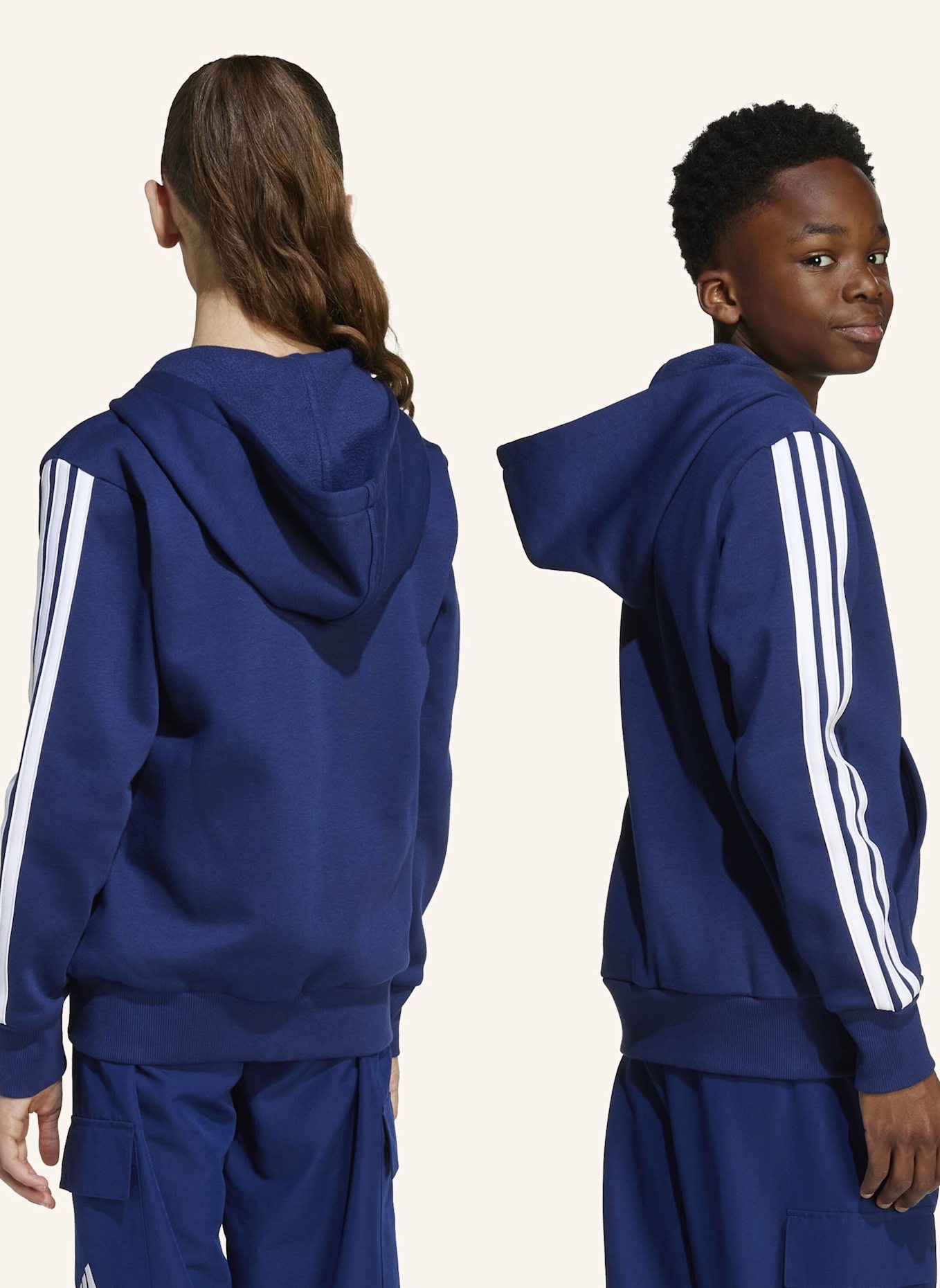 adidas Sweatjacke ESSENTIALS FULL ZIP: BLAU/ WEISS