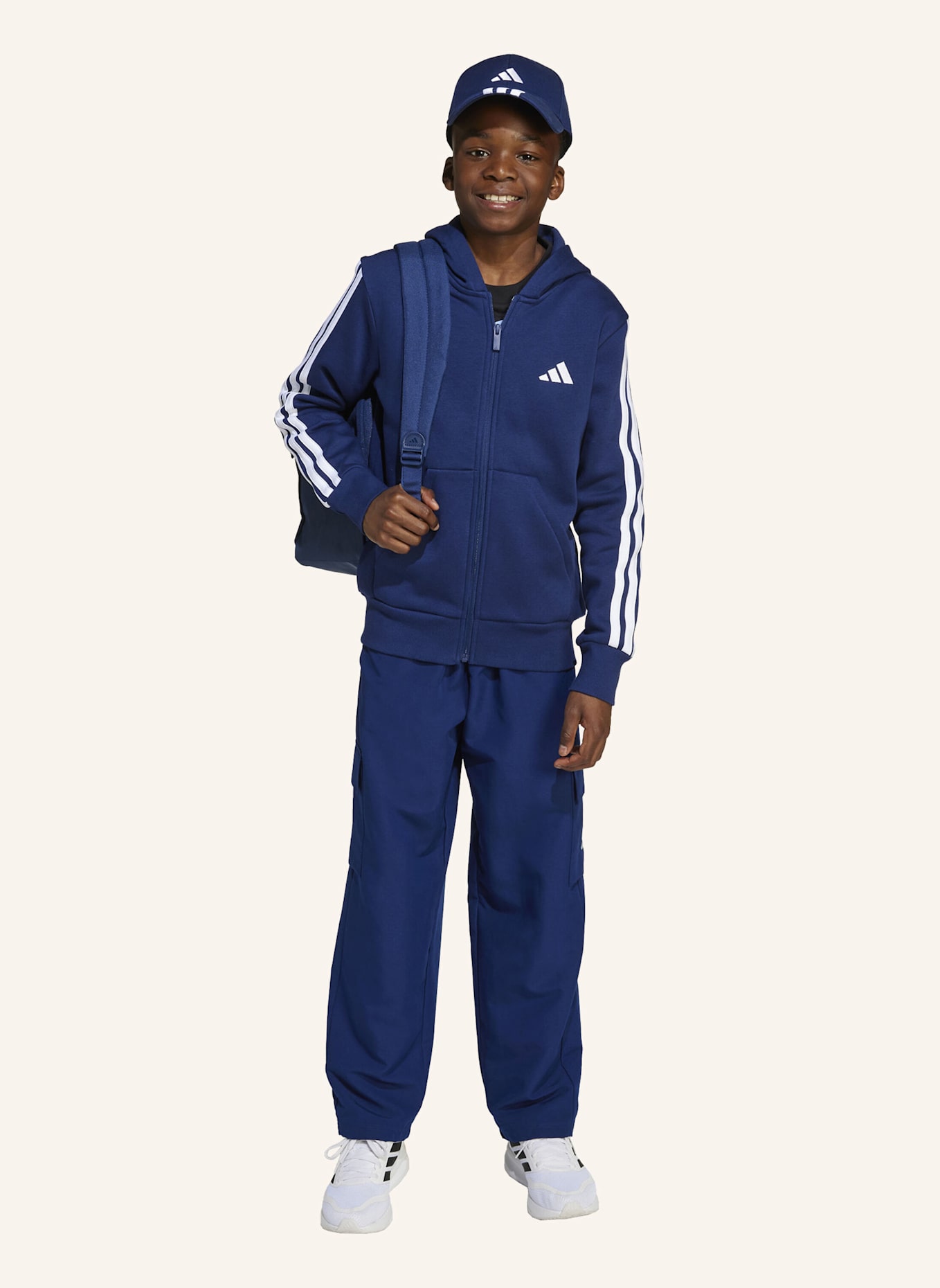 adidas Sweatjacke ESSENTIALS FULL ZIP: BLAU/ WEISS