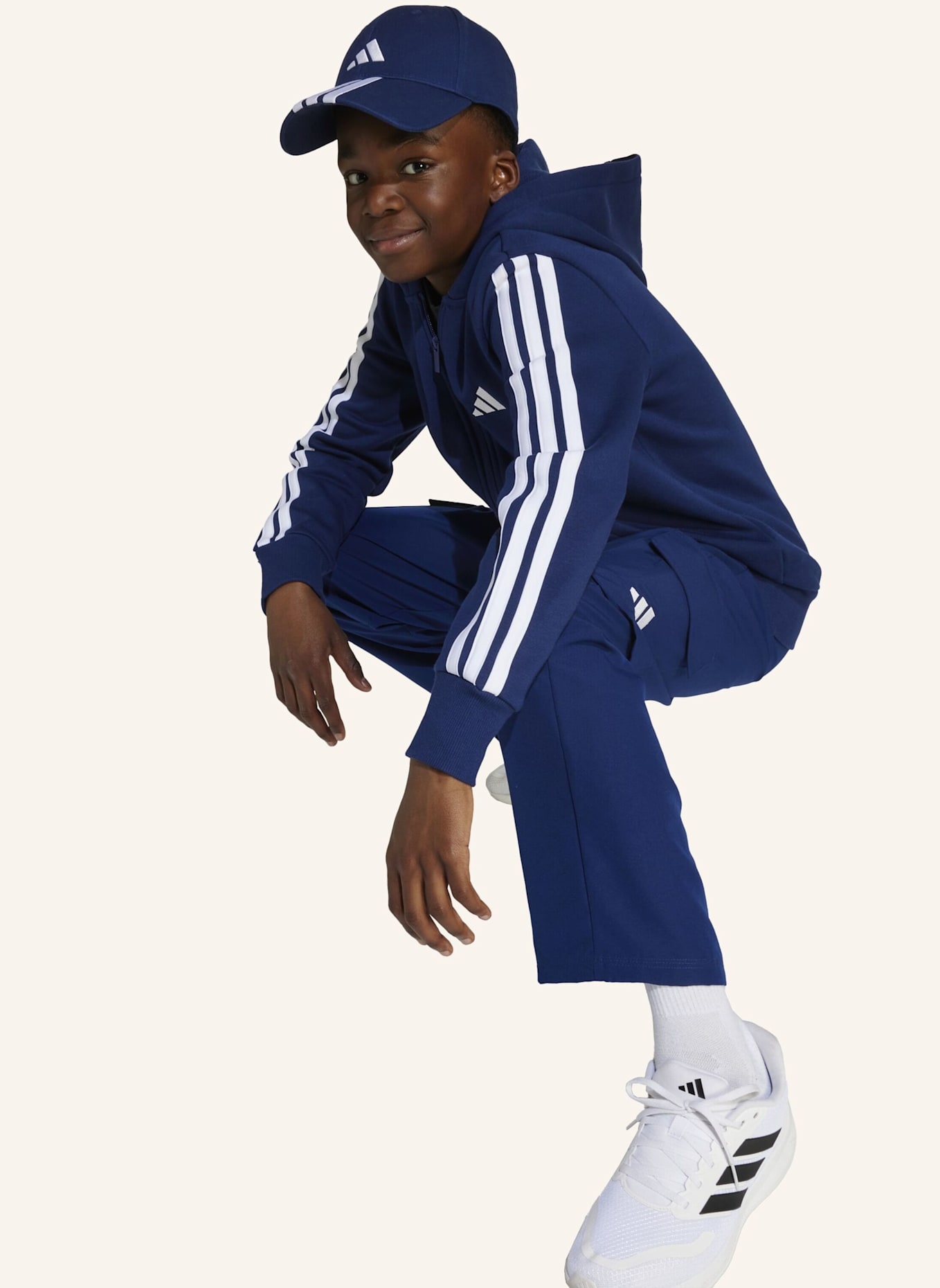 adidas Sweatjacke ESSENTIALS FULL ZIP: BLAU/ WEISS