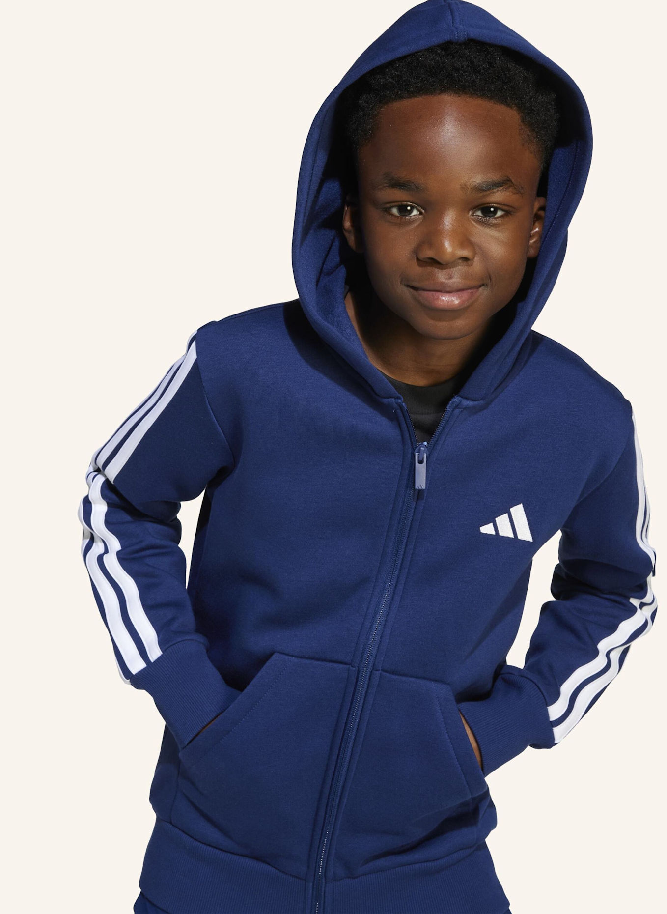 adidas Sweatjacke ESSENTIALS FULL ZIP: BLAU/ WEISS