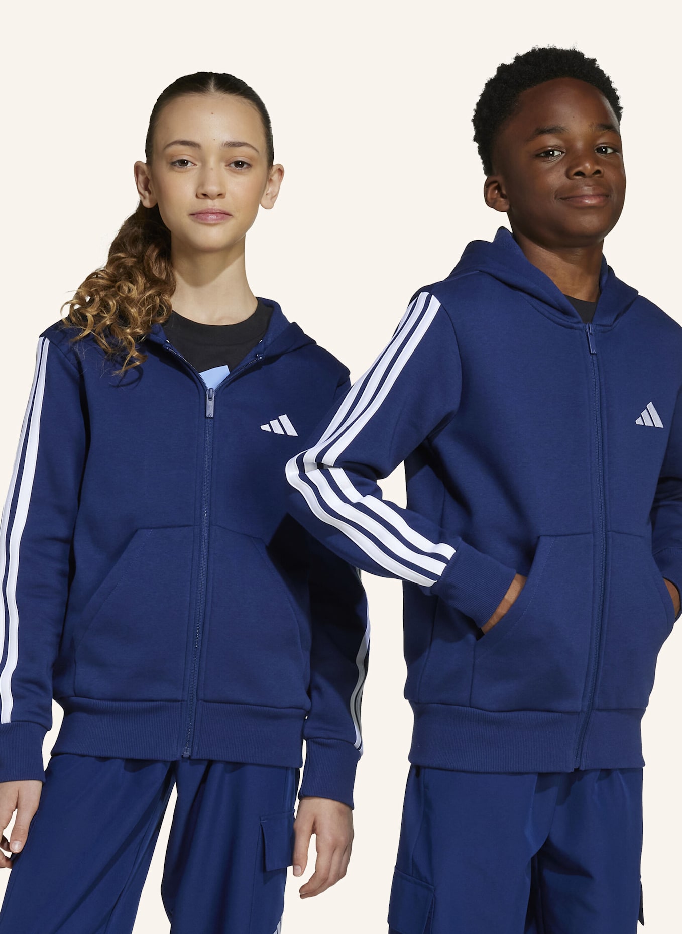 adidas Sweatjacke ESSENTIALS FULL ZIP: BLAU/ WEISS