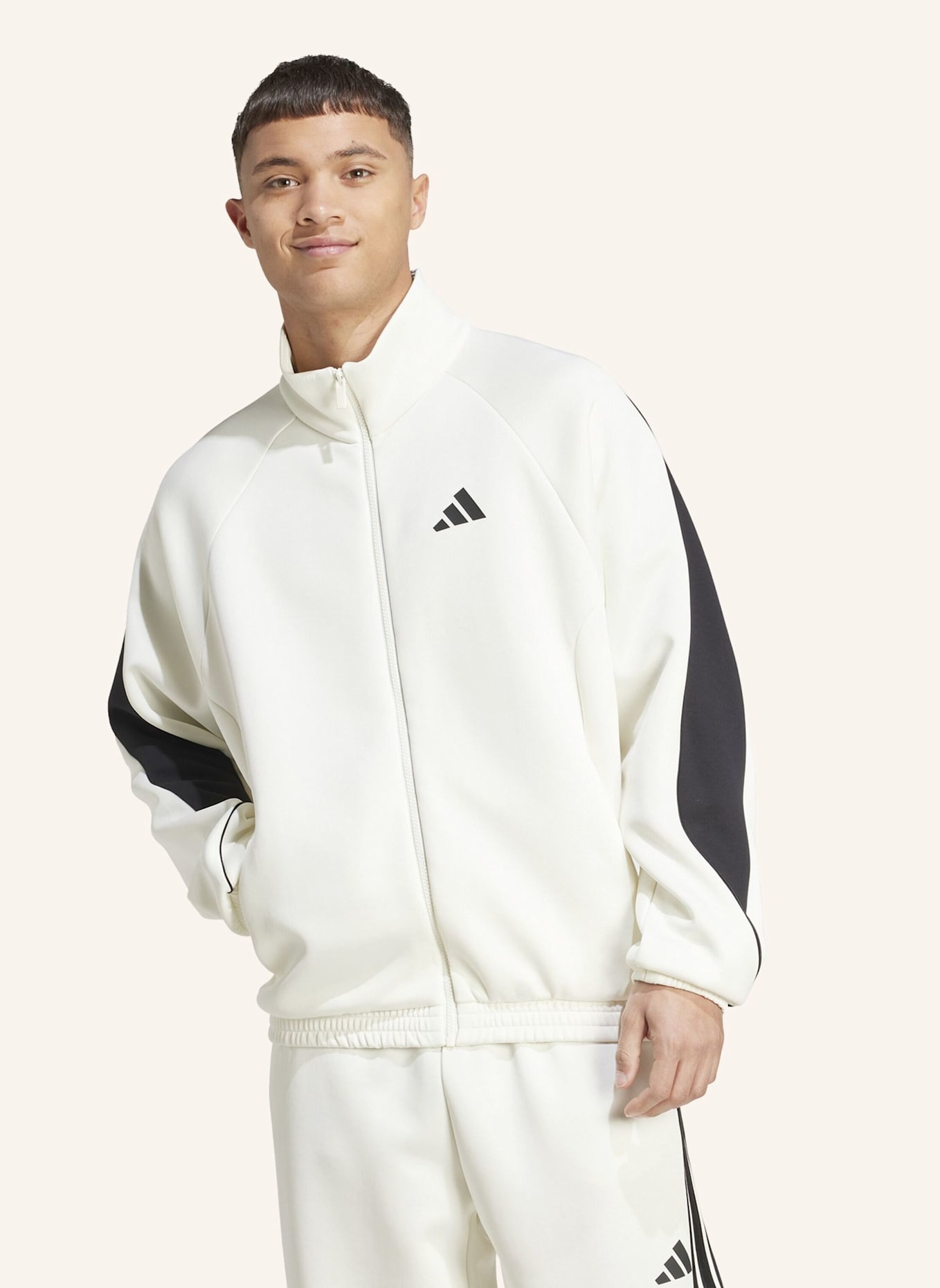 adidas STADIUM TRAININGSJACKE: WEISS/ SCHWARZ