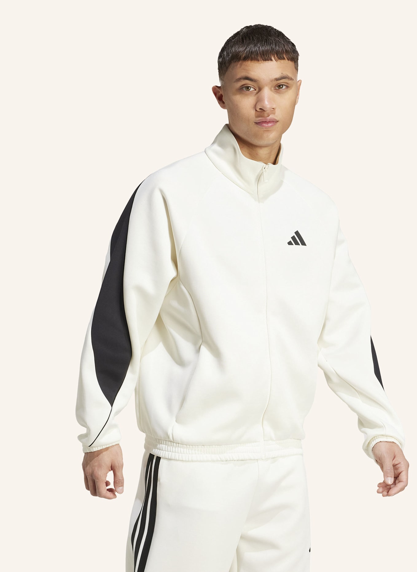 adidas STADIUM TRAININGSJACKE: WEISS/ SCHWARZ
