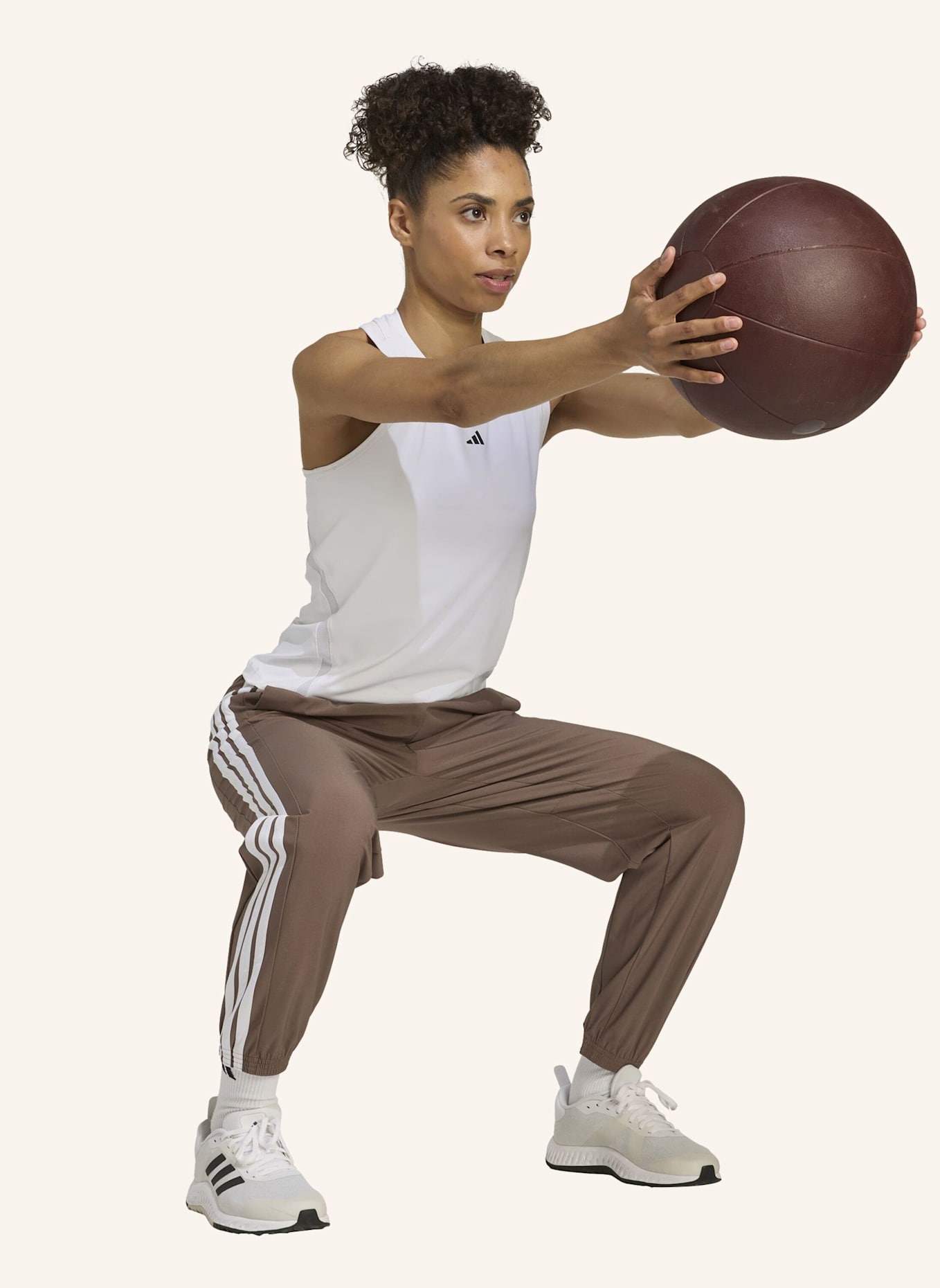 adidas Track Pants ESSENTIALS 3-STREIFEN: BRAUN/ WEISS