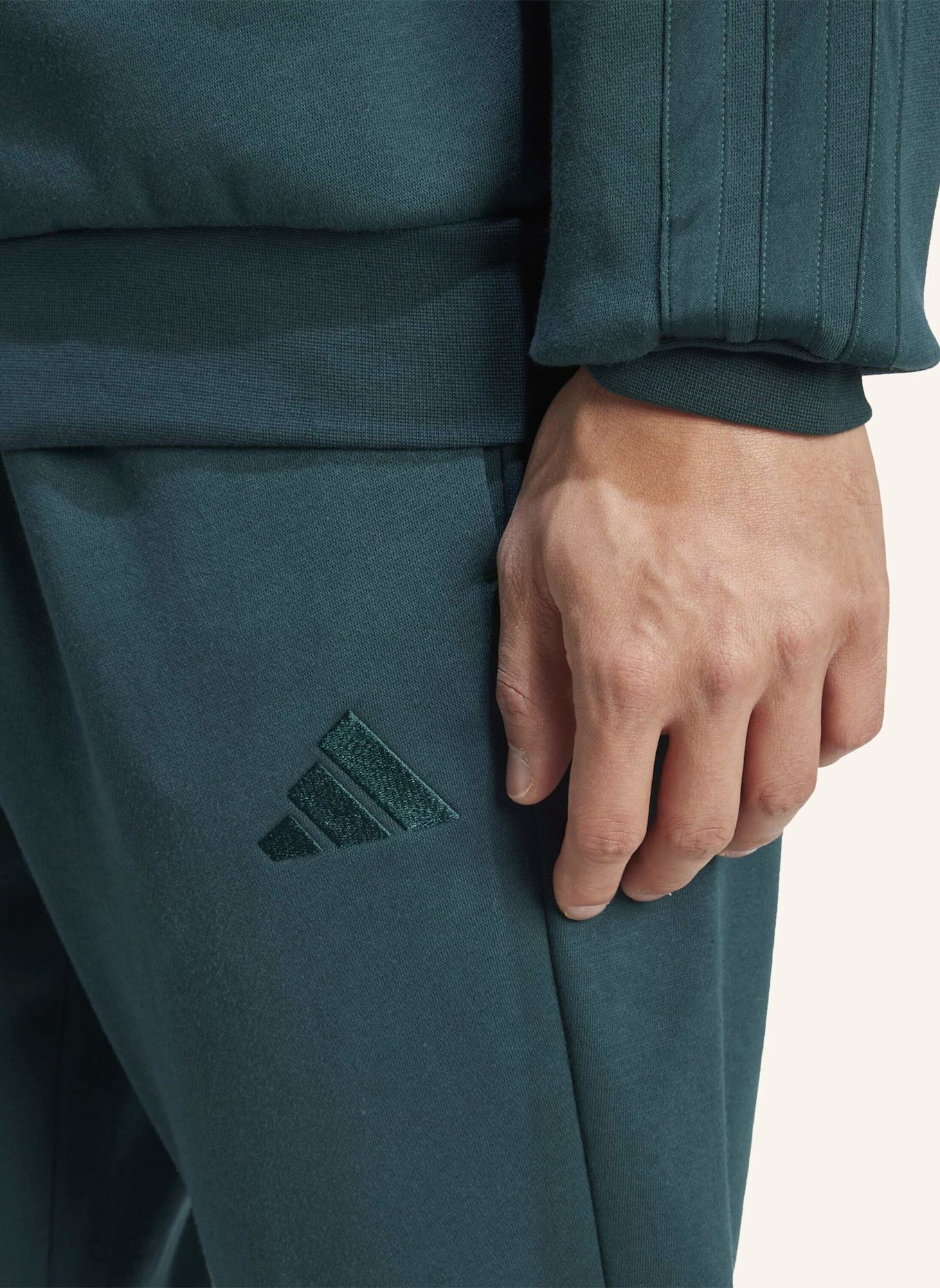 adidas 3-STREIFEN FLEECE TRAININGSANZUG: GRÜN