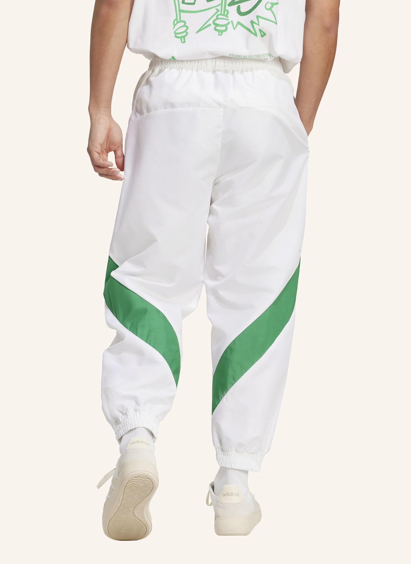 adidas STADIUM HOSE: WEISS/ GRÜN