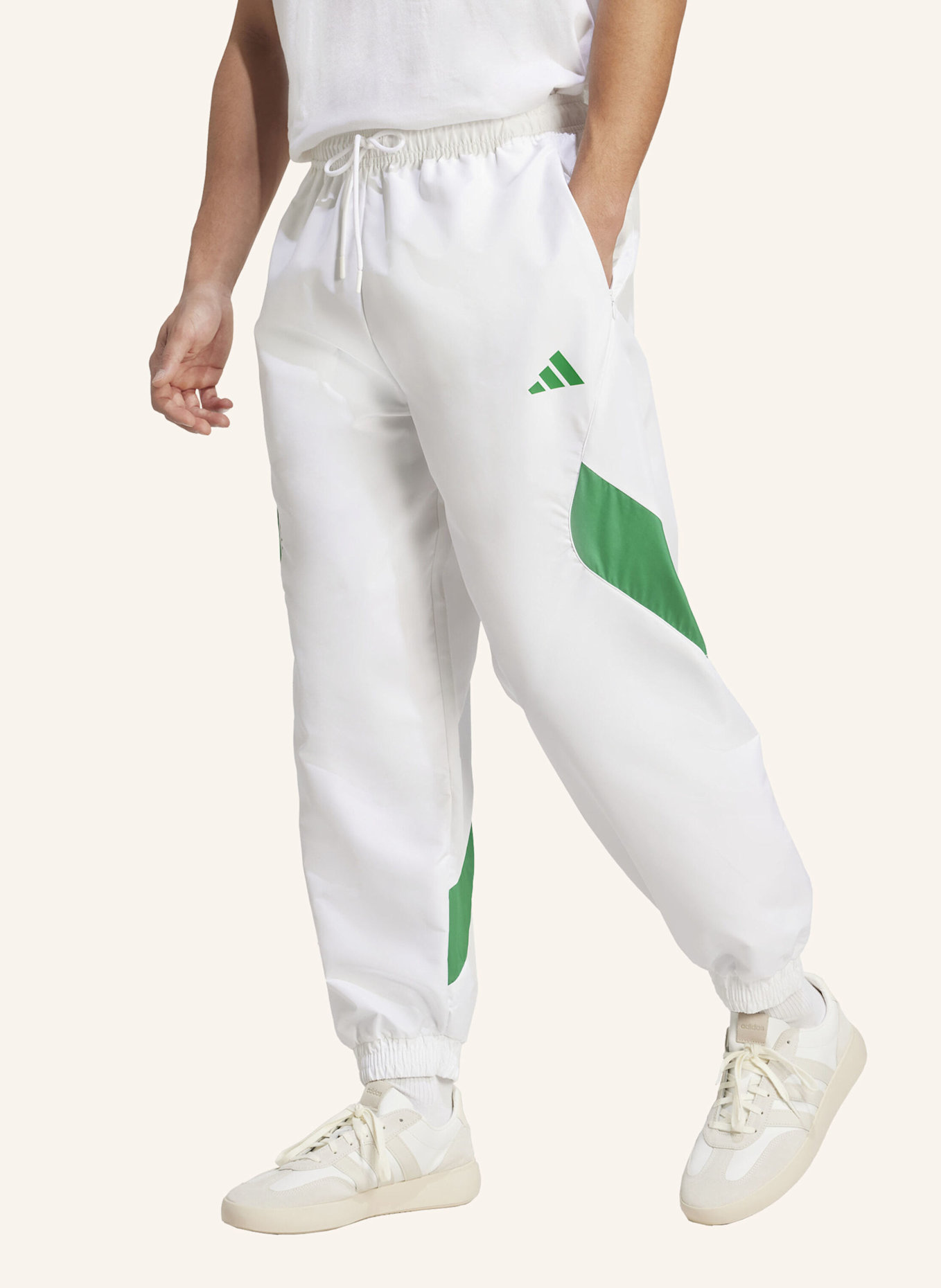 adidas STADIUM HOSE: WEISS/ GRÜN