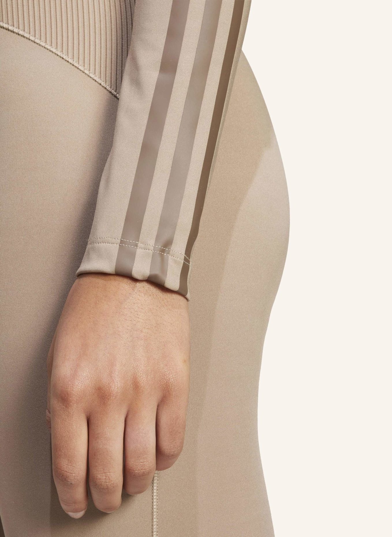 adidas HYPERGLAM RIB ZIP THRU COVER UP: BRAUN