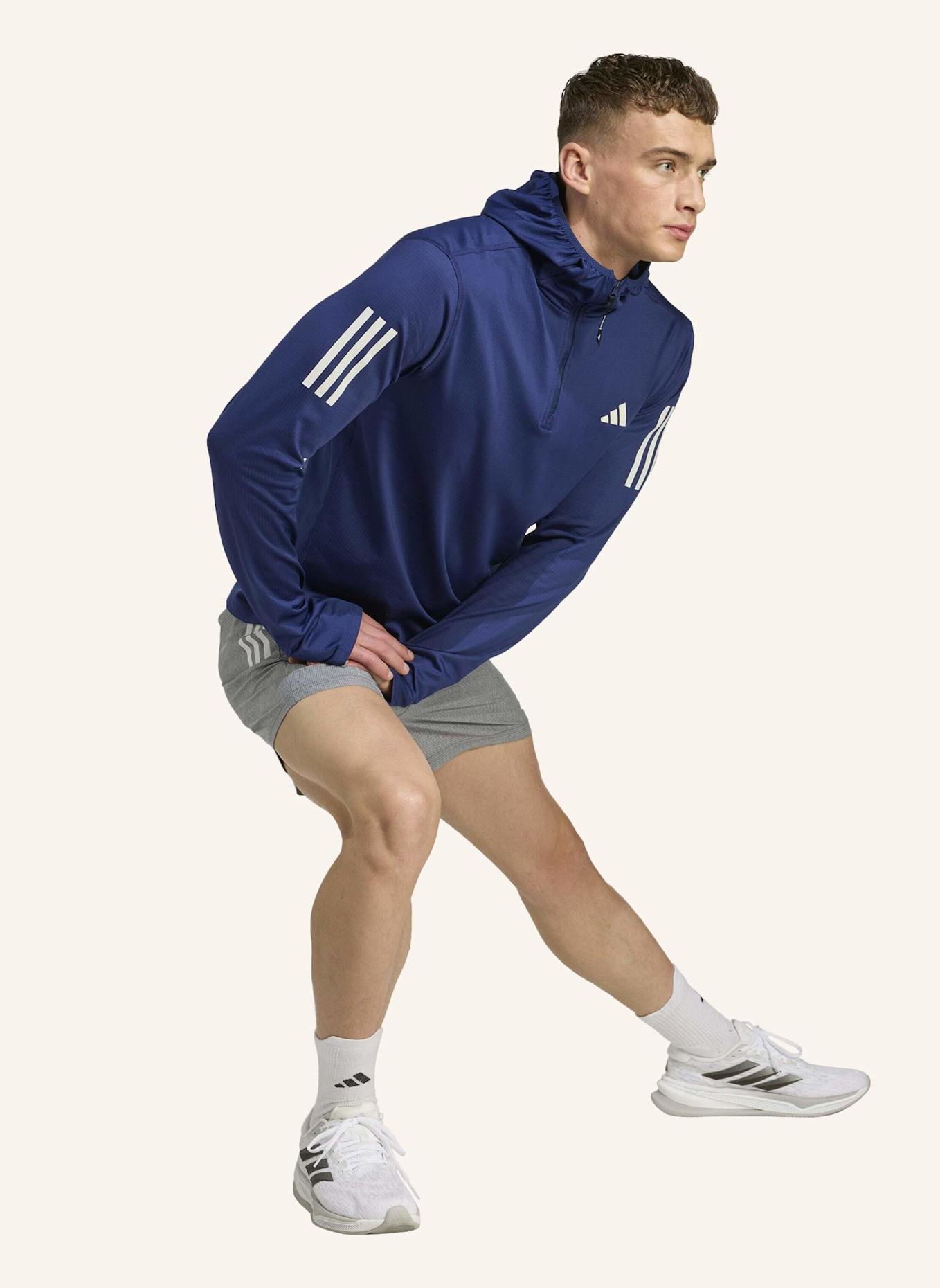 adidas OWN THE RUN WINTERIZED HOODIE MIT HALBEM REISSVERSCHLUSS: BLAU