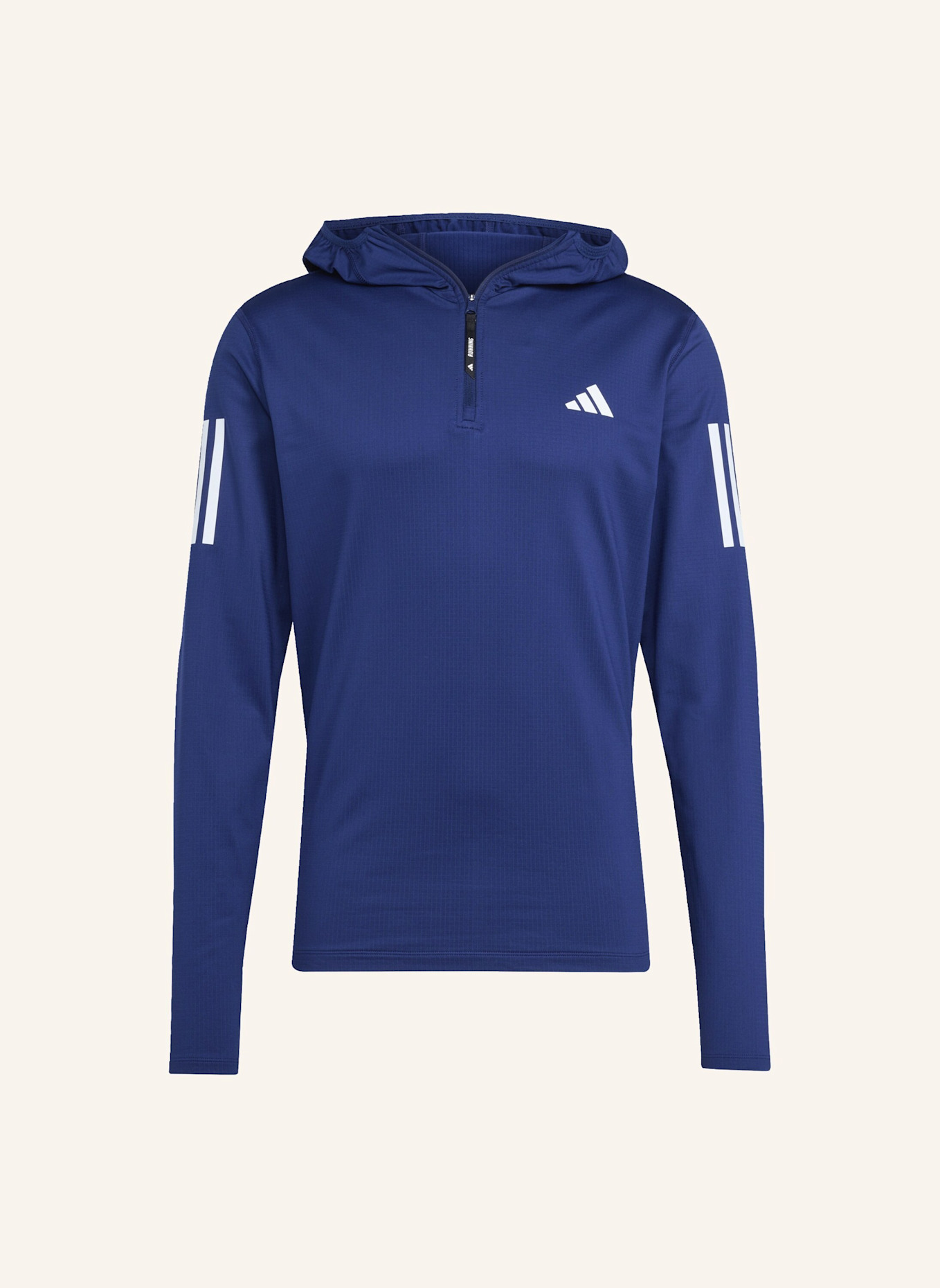 adidas OWN THE RUN WINTERIZED HOODIE MIT HALBEM REISSVERSCHLUSS: BLAU