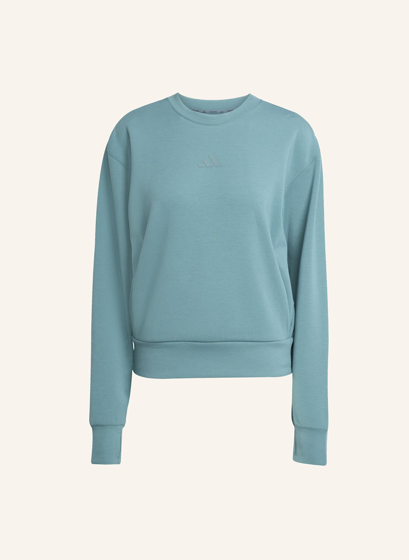 adidas FÜR DAS TRAINING ENTWORFENES WARM-UP SWEATSHIRT MIT RUNDHALSAUSSCHNITT: TÜRKIS