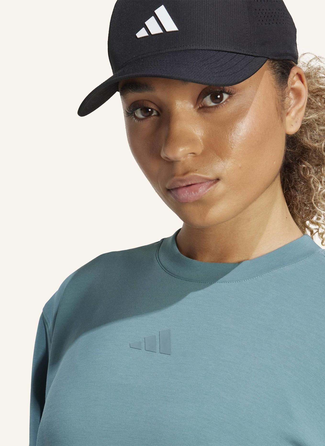 adidas FÜR DAS TRAINING ENTWORFENES WARM-UP SWEATSHIRT MIT RUNDHALSAUSSCHNITT: TÜRKIS