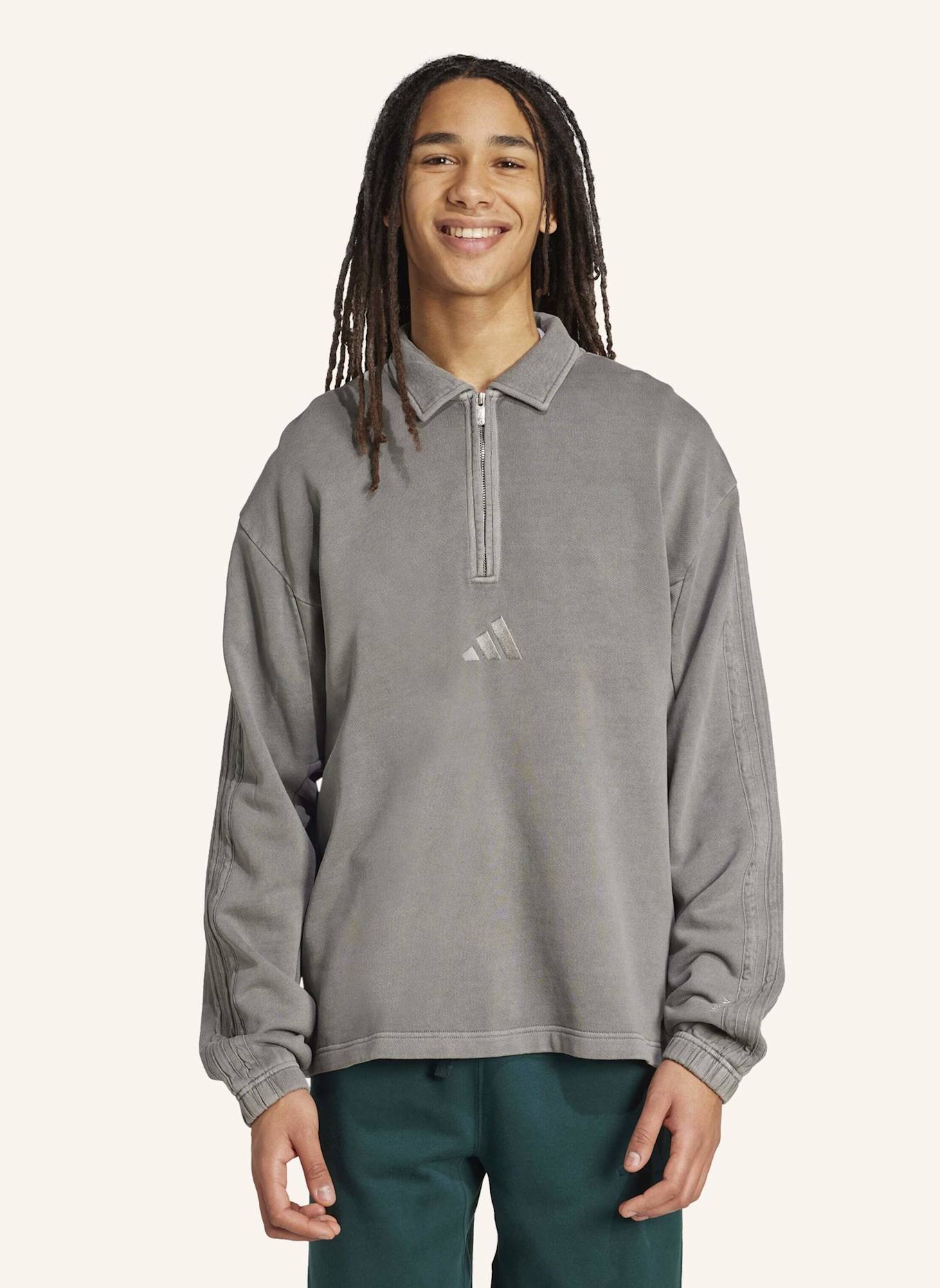 adidas ALL SZN FRENCH TERRY WASHED HALF-ZIP PULLOVER: SCHWARZ
