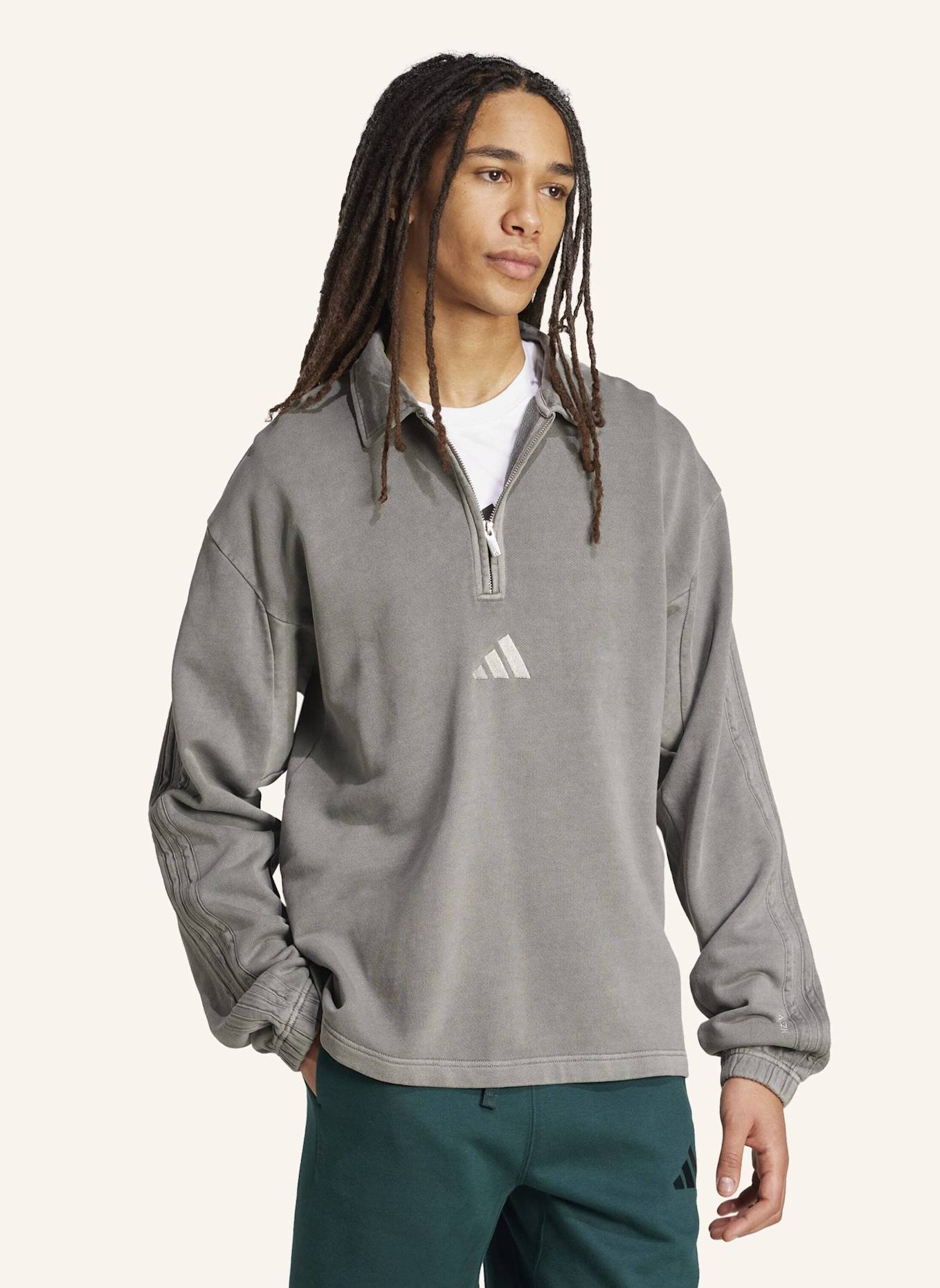 adidas ALL SZN FRENCH TERRY WASHED HALF-ZIP PULLOVER: SCHWARZ