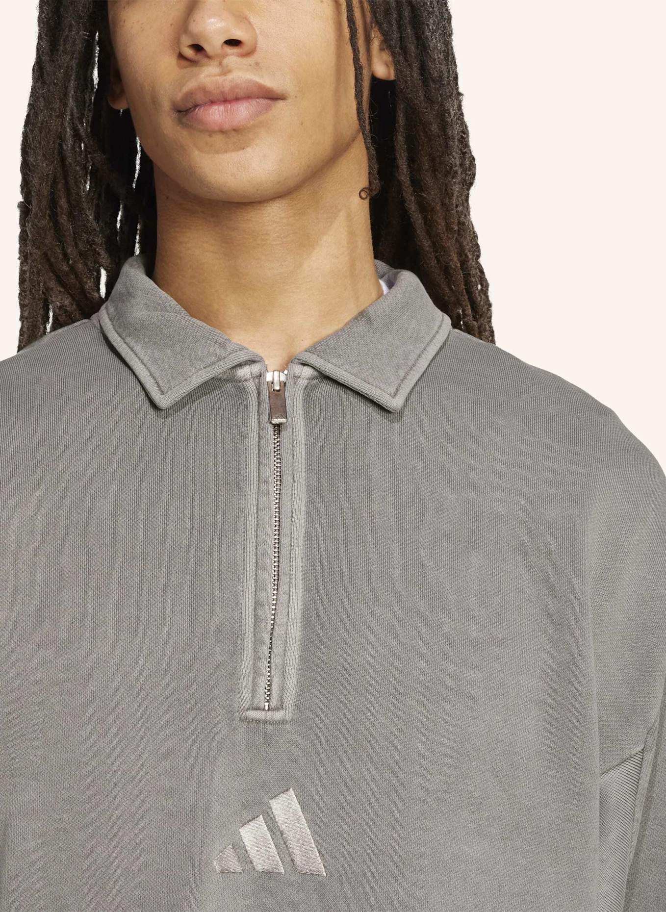 adidas ALL SZN FRENCH TERRY WASHED HALF-ZIP PULLOVER: SCHWARZ