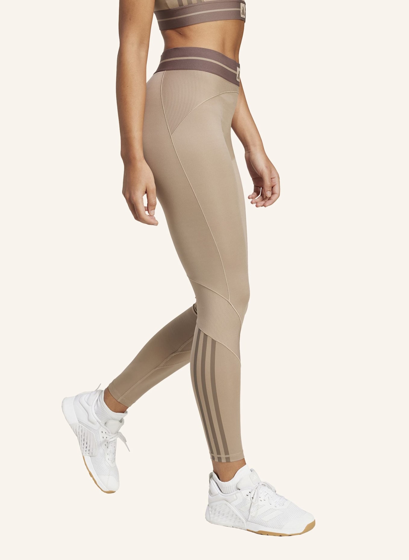 adidas HYPERGLAM RIB 1/1 LEGGINGS: BRAUN