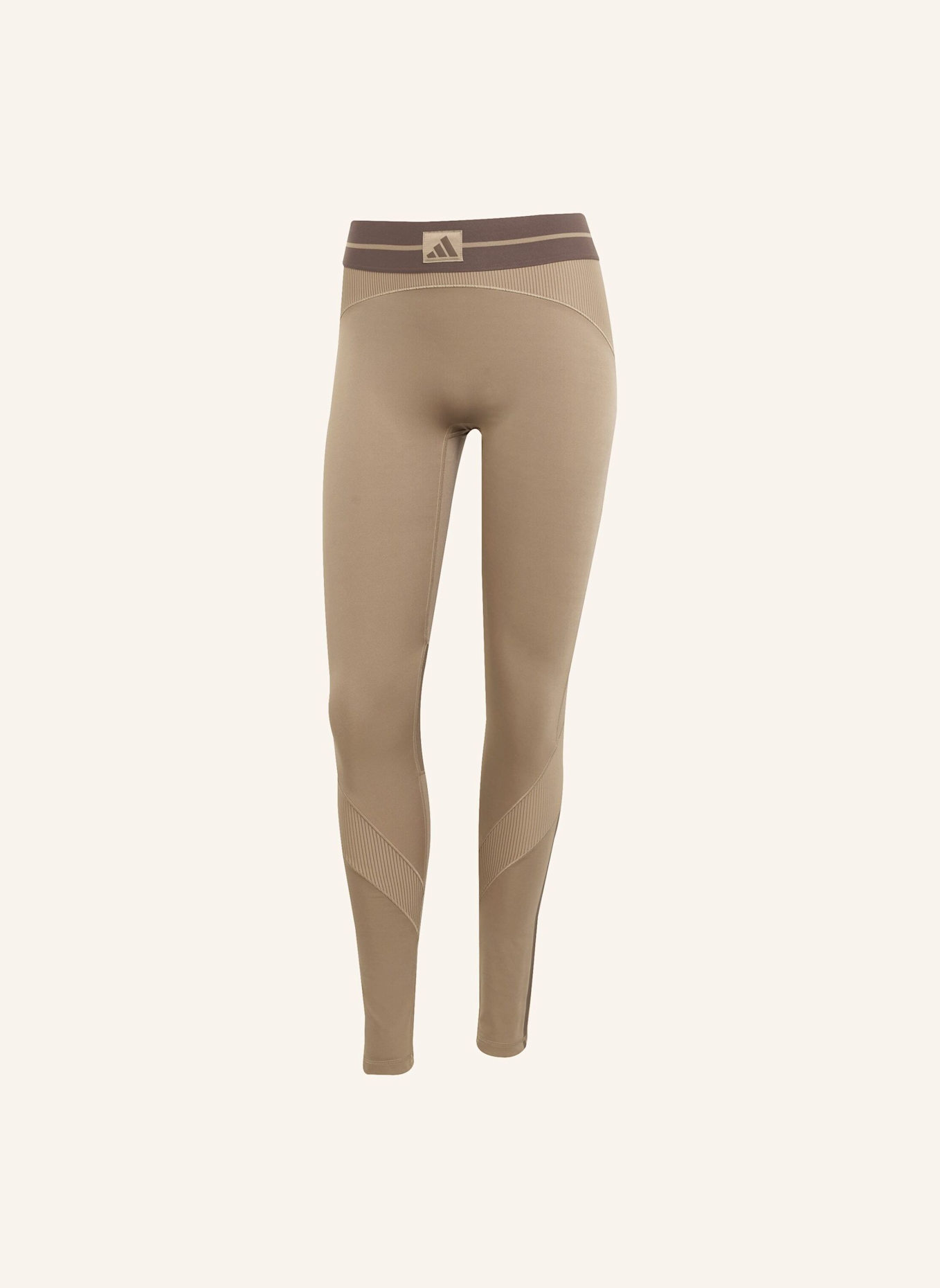 adidas HYPERGLAM RIB 1/1 LEGGINGS: BRAUN