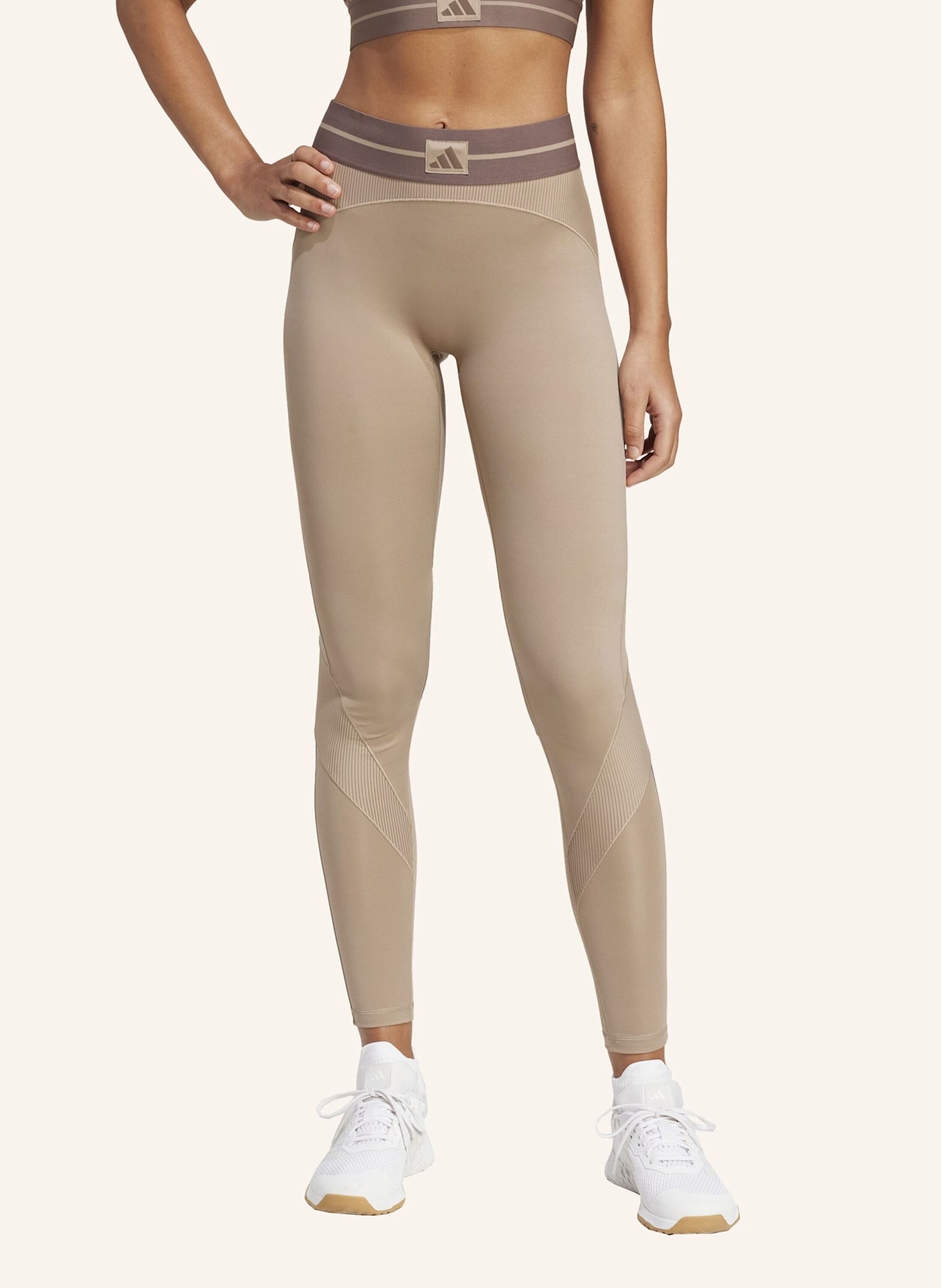 adidas HYPERGLAM RIB 1/1 LEGGINGS: BRAUN