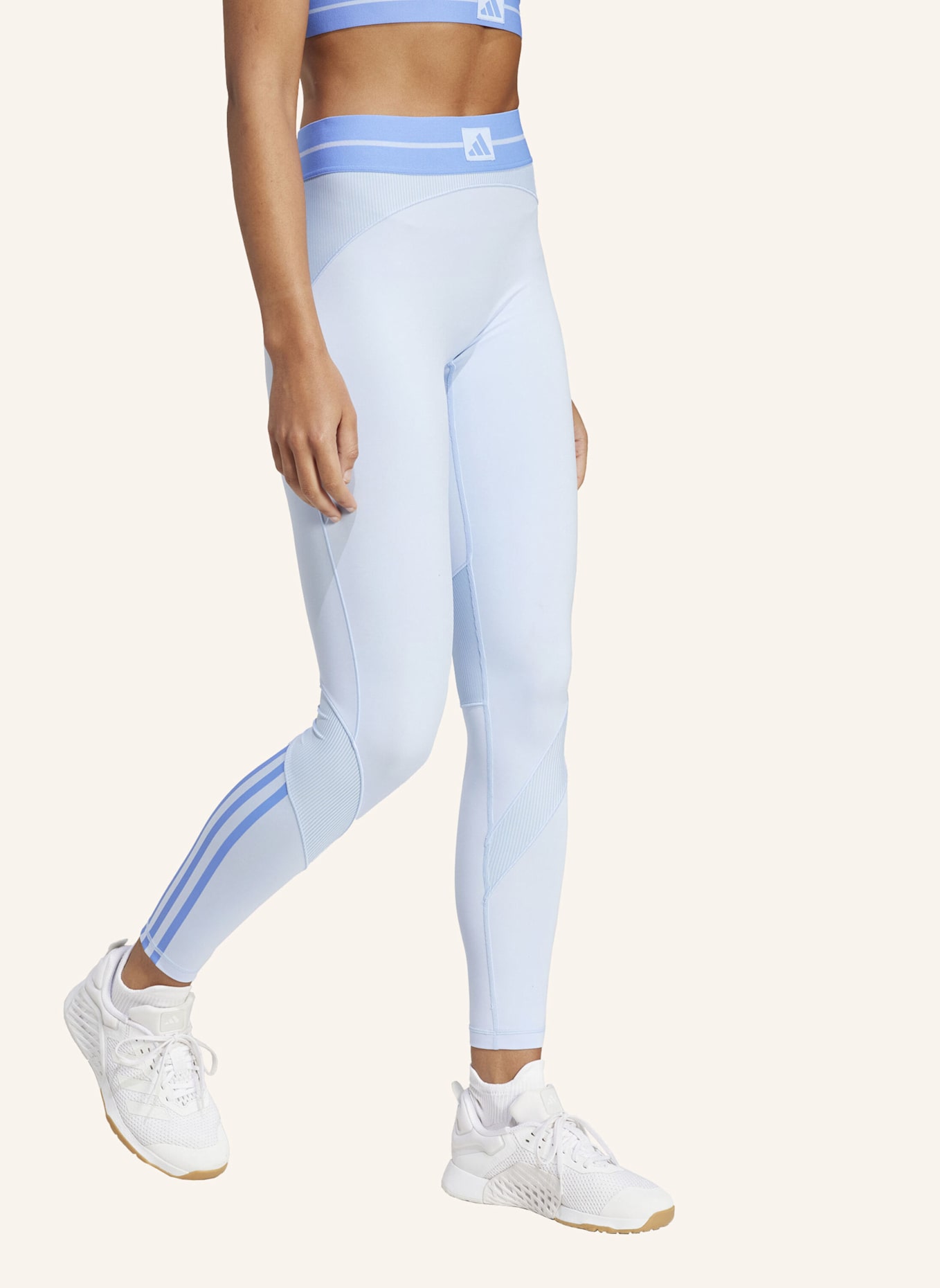 adidas HYPERGLAM RIB 1/1 LEGGINGS: BLAU