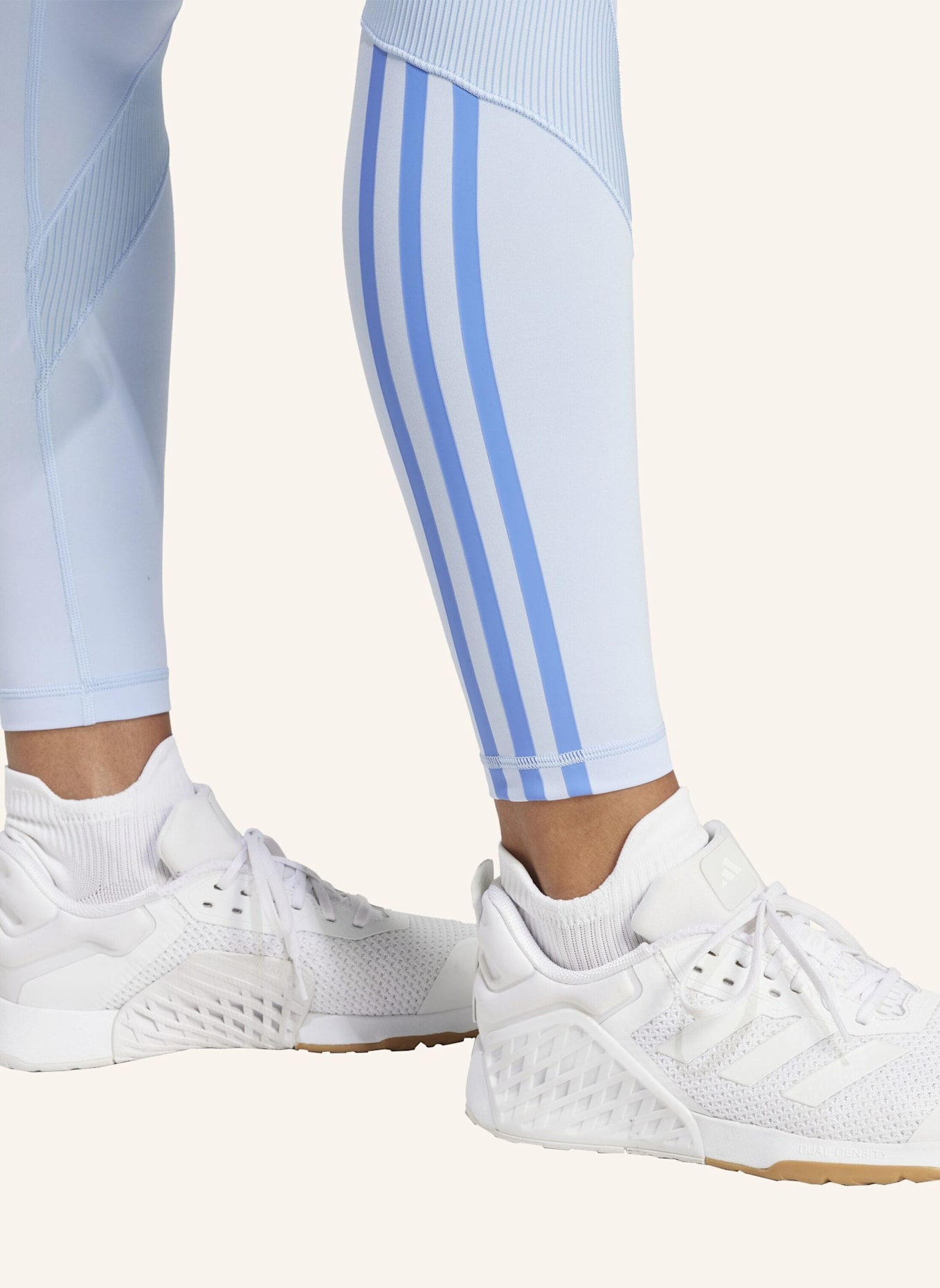 adidas HYPERGLAM RIB 1/1 LEGGINGS: BLAU