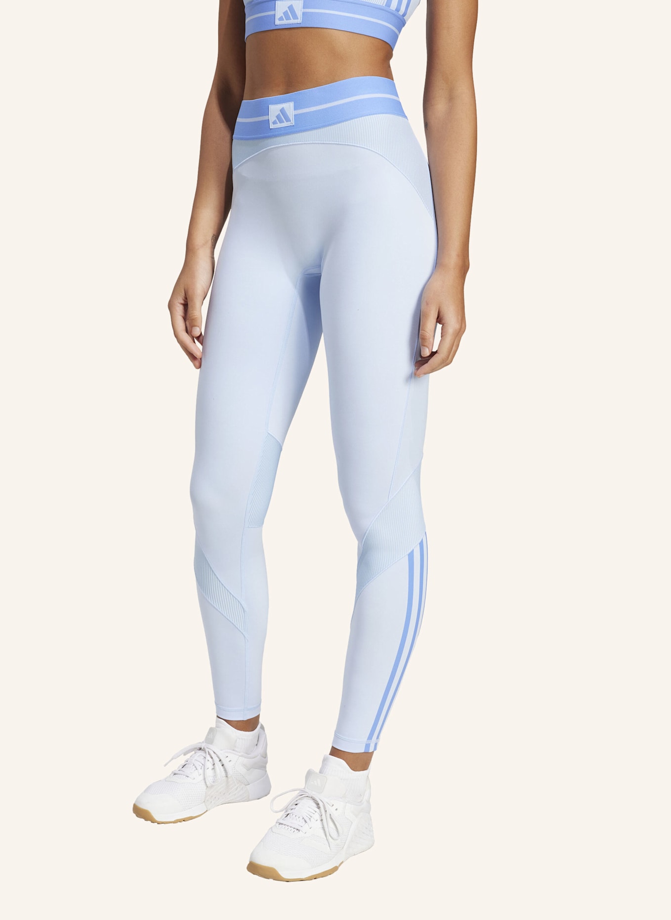 adidas HYPERGLAM RIB 1/1 LEGGINGS: BLAU