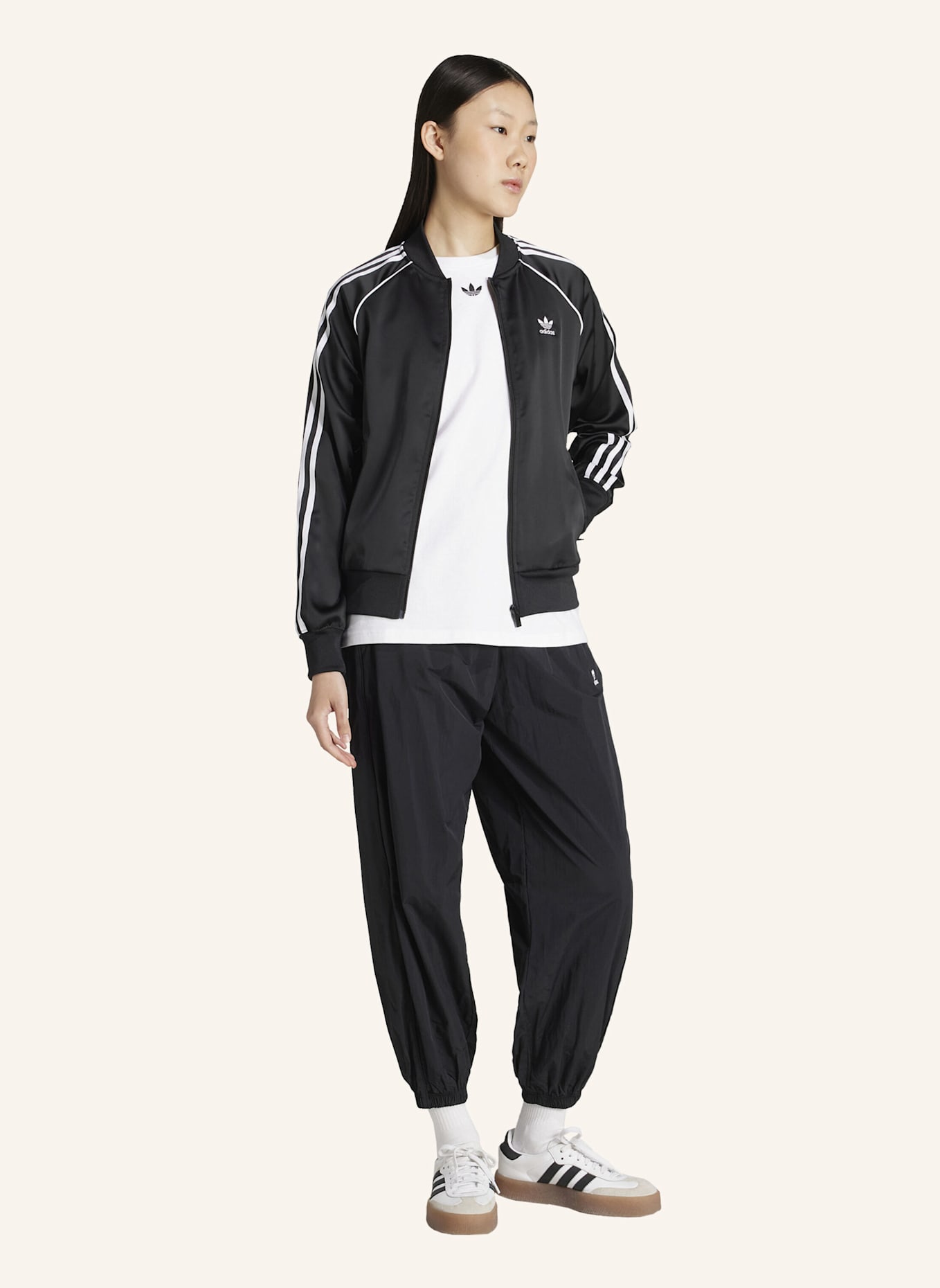 adidas Originals Trainingsjacke SST ADICOLOR aus Satin: SCHWARZ/ WEISS