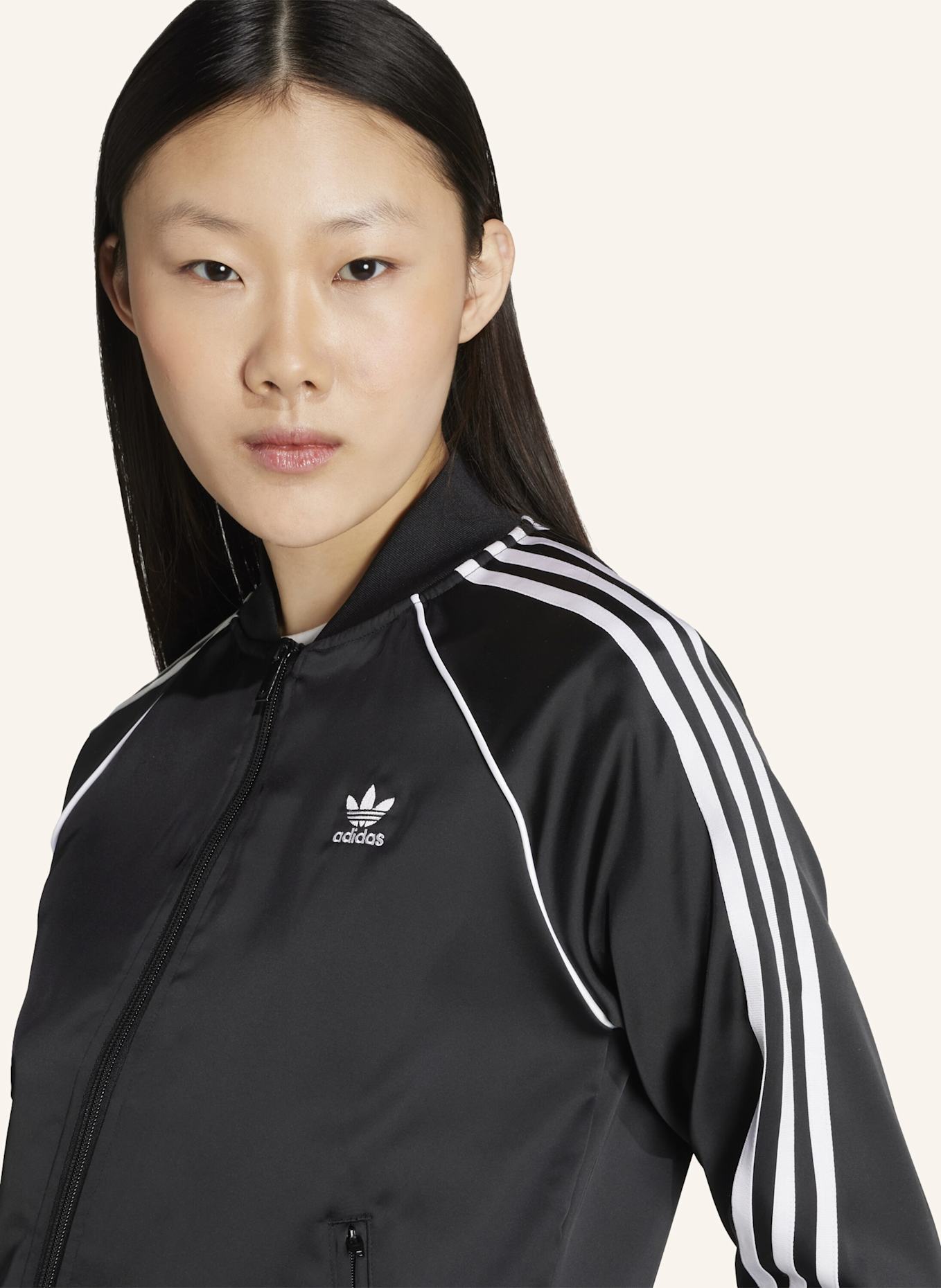adidas Originals Trainingsjacke SST ADICOLOR aus Satin: SCHWARZ/ WEISS