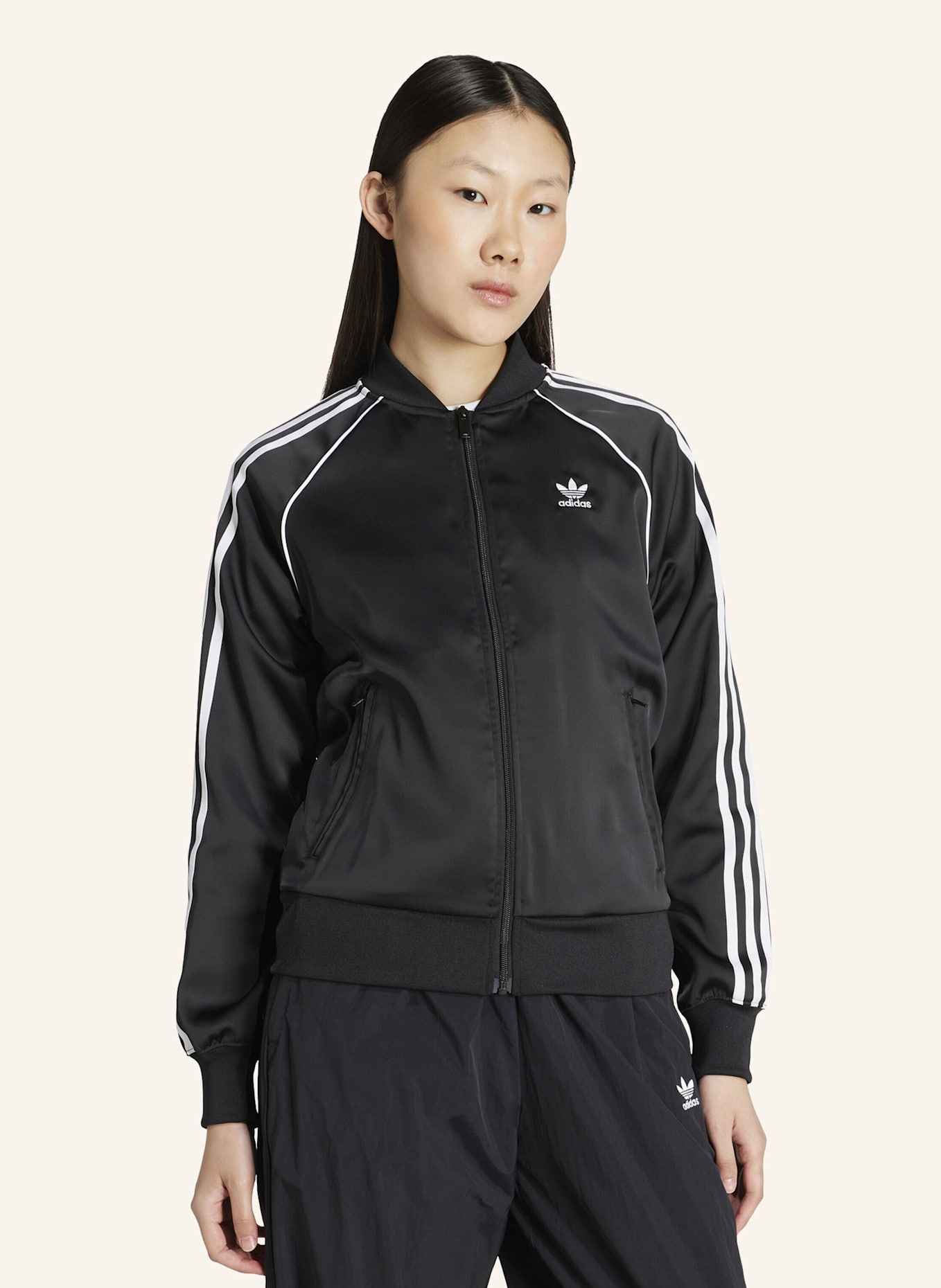 adidas Originals Trainingsjacke SST ADICOLOR aus Satin: SCHWARZ/ WEISS