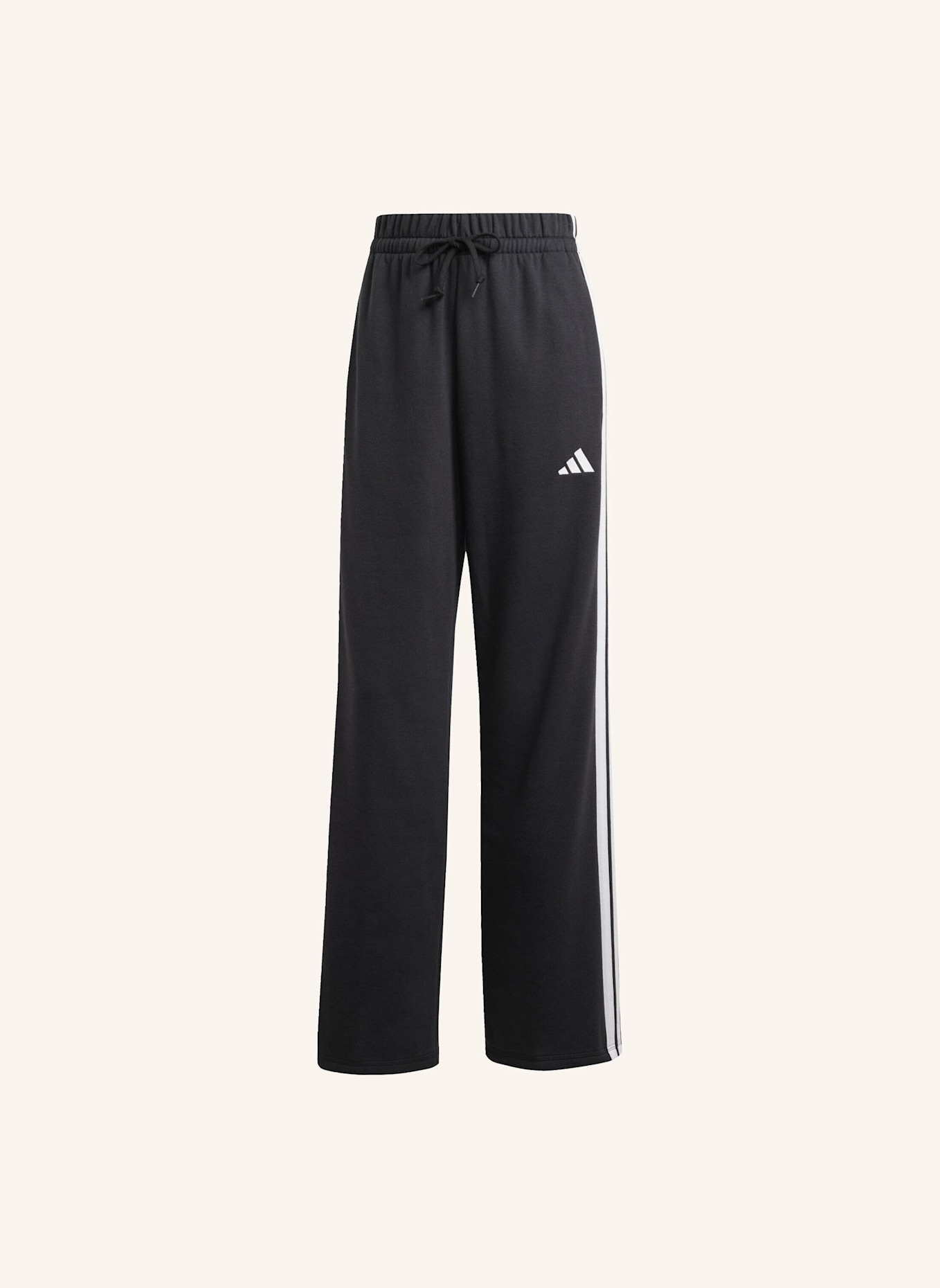 adidas ESSENTIALS 3-STREIFEN OPEN HEM FRENCH TERRY HOSE: SCHWARZ/ WEISS