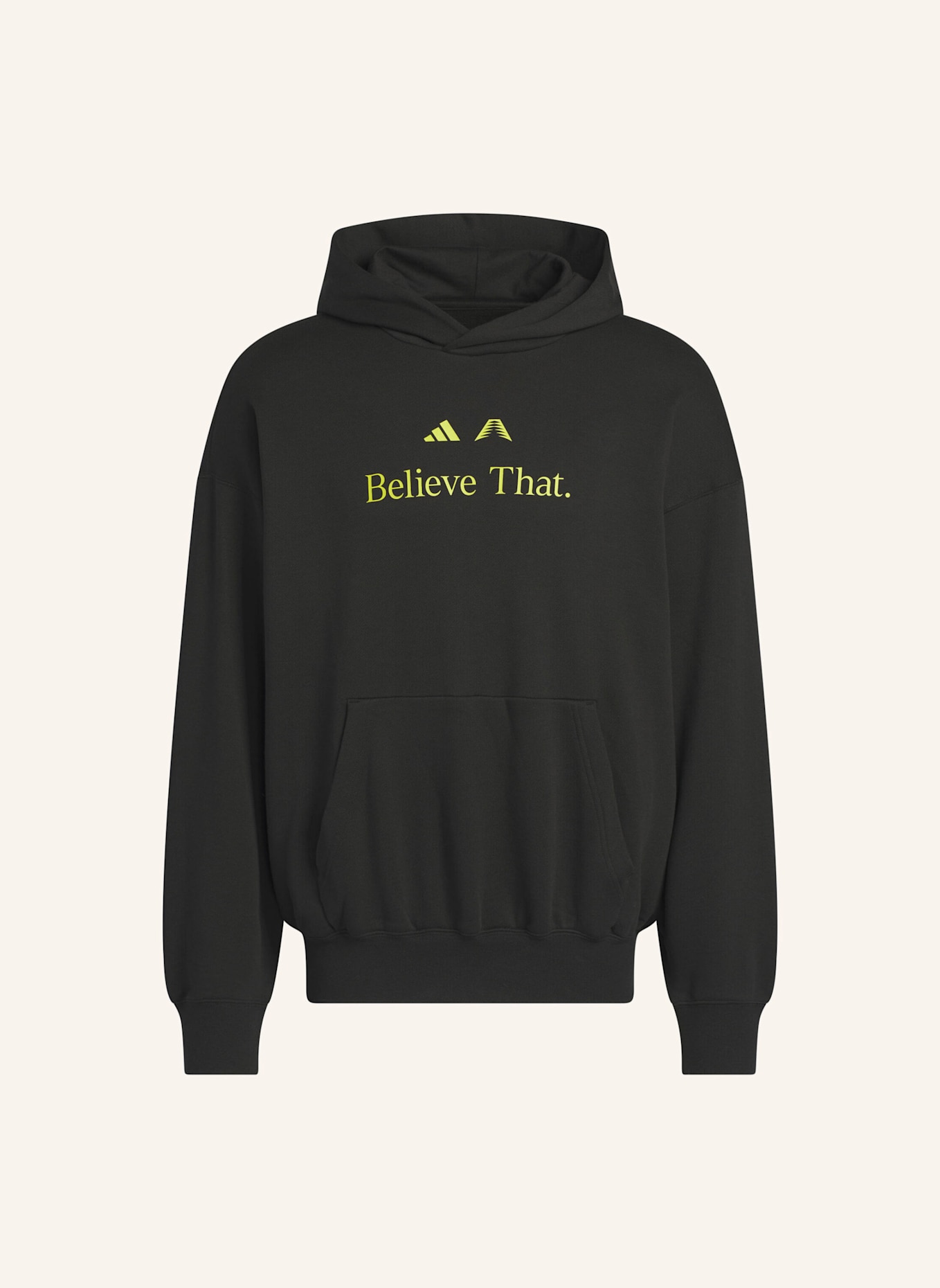 adidas ANTHONY EDWARDS BELIEVE THAT HOODIE: SCHWARZ/ NEONGRÜN