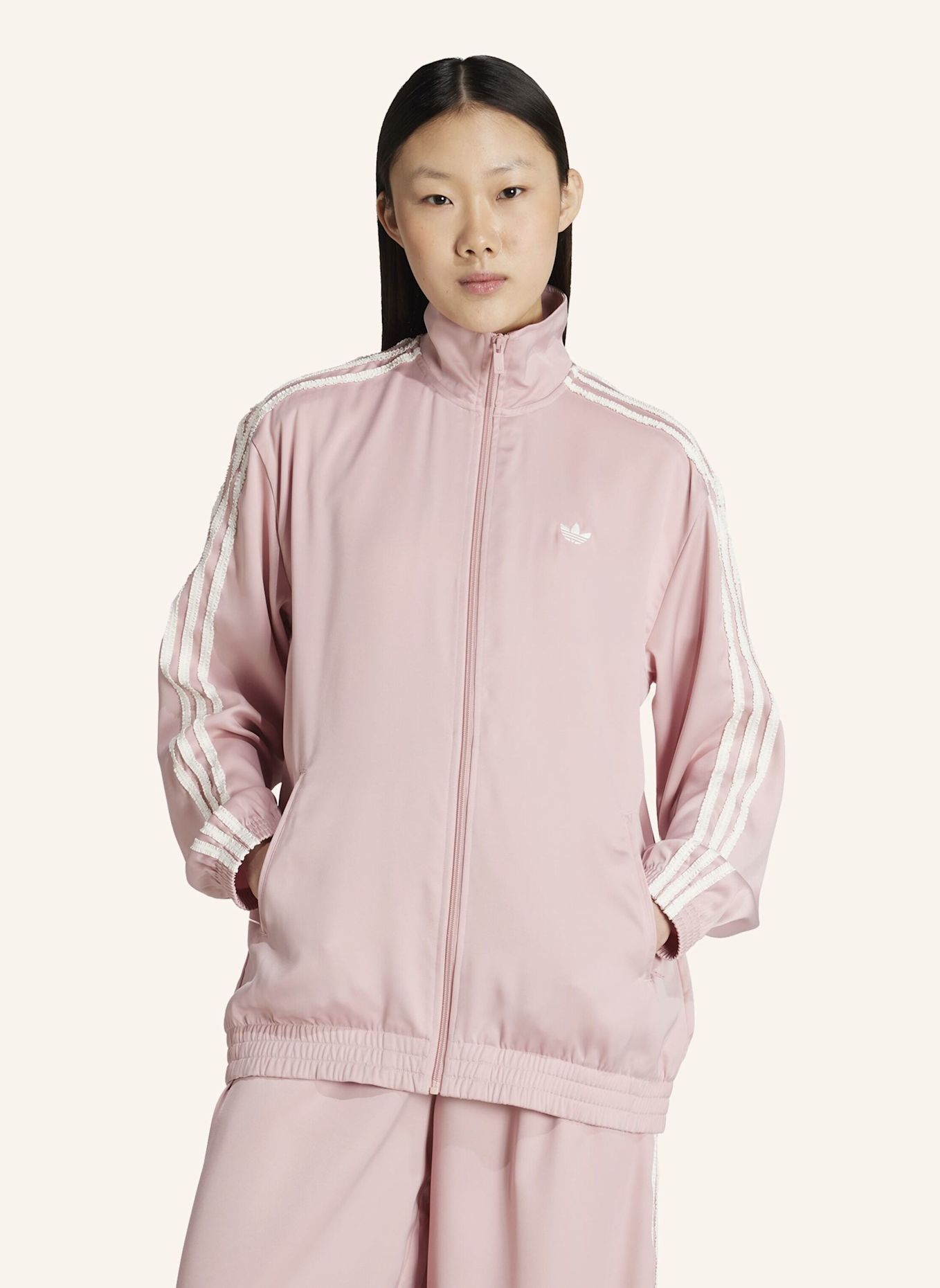 adidas Originals ADIDAS ORIGINALS SATIN FIREBIRD TRAININGSJACKE GERAFFT 3-STREIFEN: ROSA