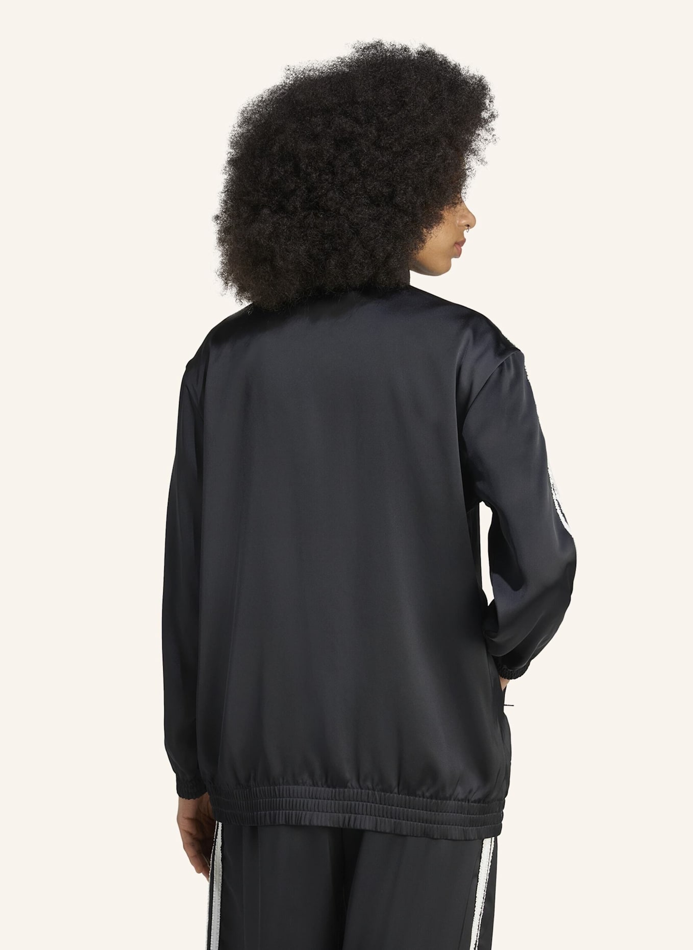 adidas Originals ADIDAS ORIGINALS SATIN FIREBIRD TRAININGSJACKE GERAFFT 3-STREIFEN: SCHWARZ