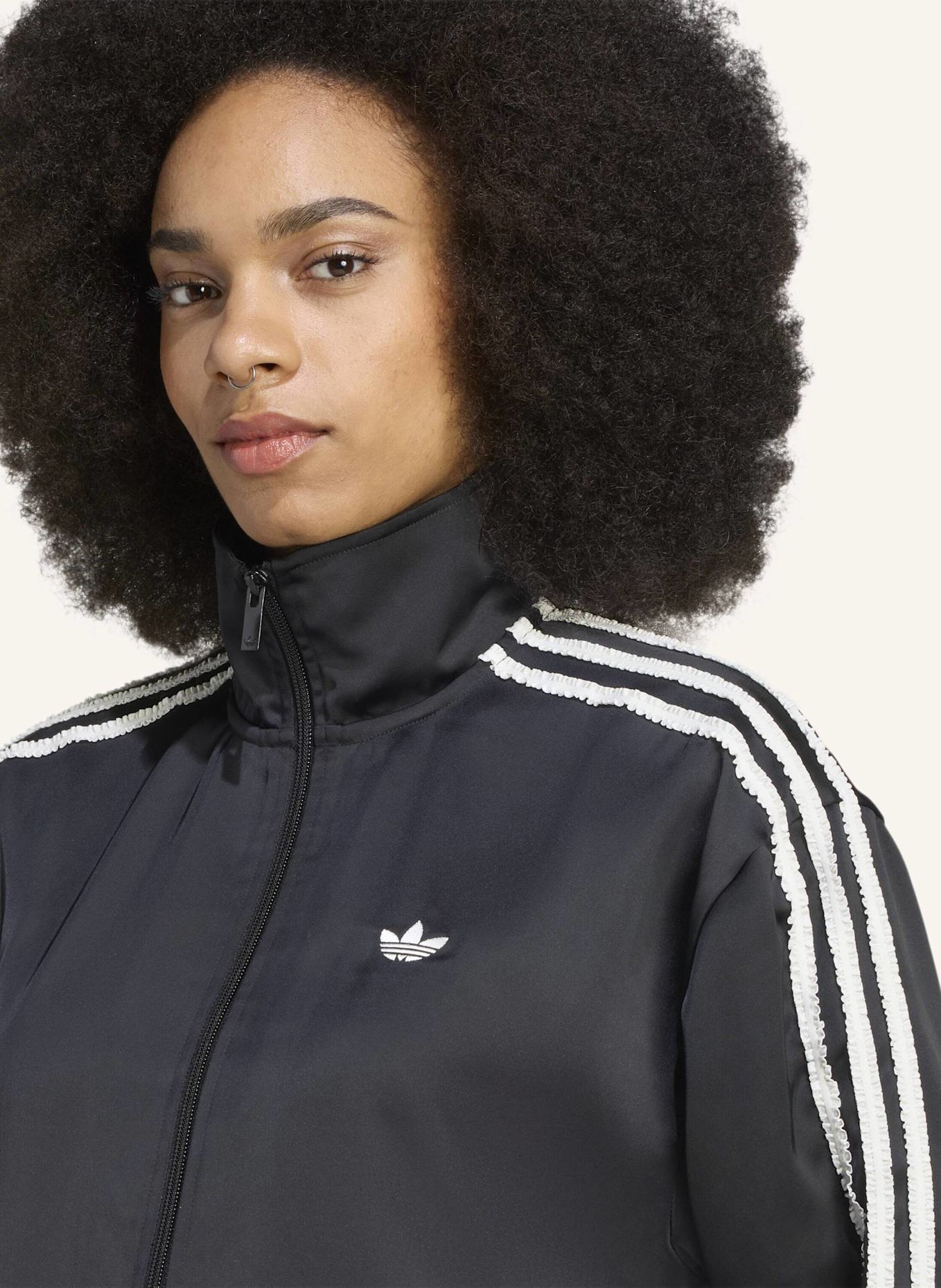 adidas Originals ADIDAS ORIGINALS SATIN FIREBIRD TRAININGSJACKE GERAFFT 3-STREIFEN: SCHWARZ