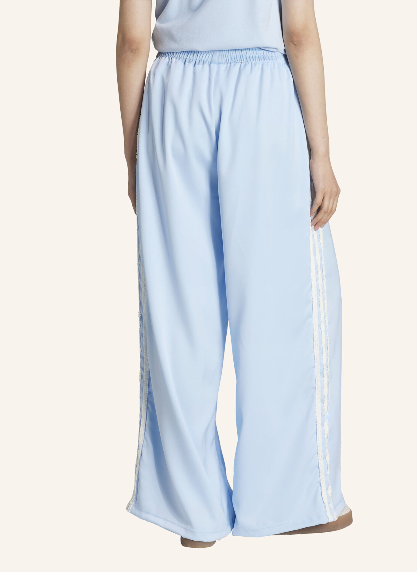 adidas Originals ADIDAS ORIGINALS SATIN WIDE LEG HOSE MIT RÜSCHEN 3-STREIFEN: BLAU