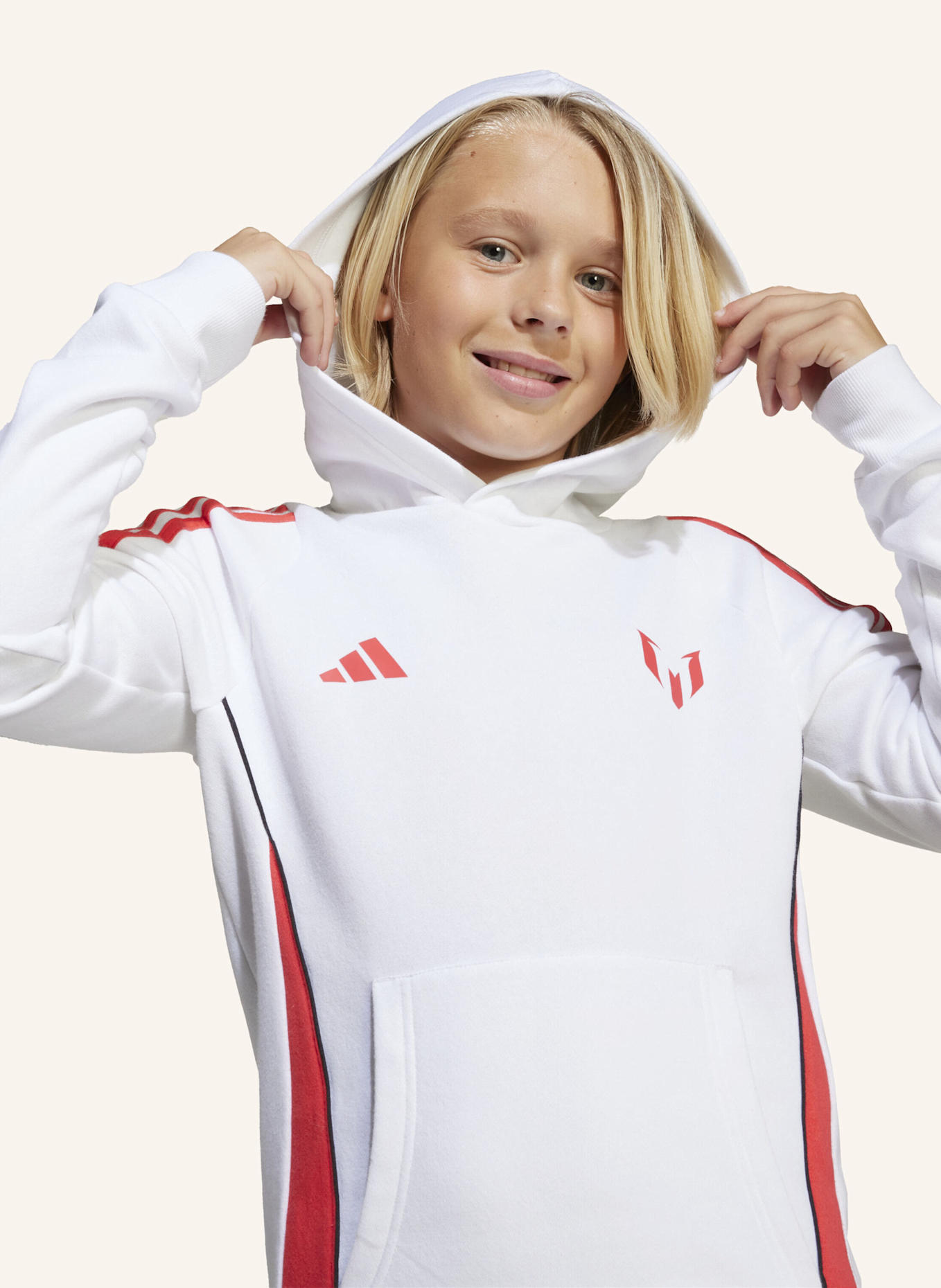 adidas MESSI KIDS HOODIE: WEISS