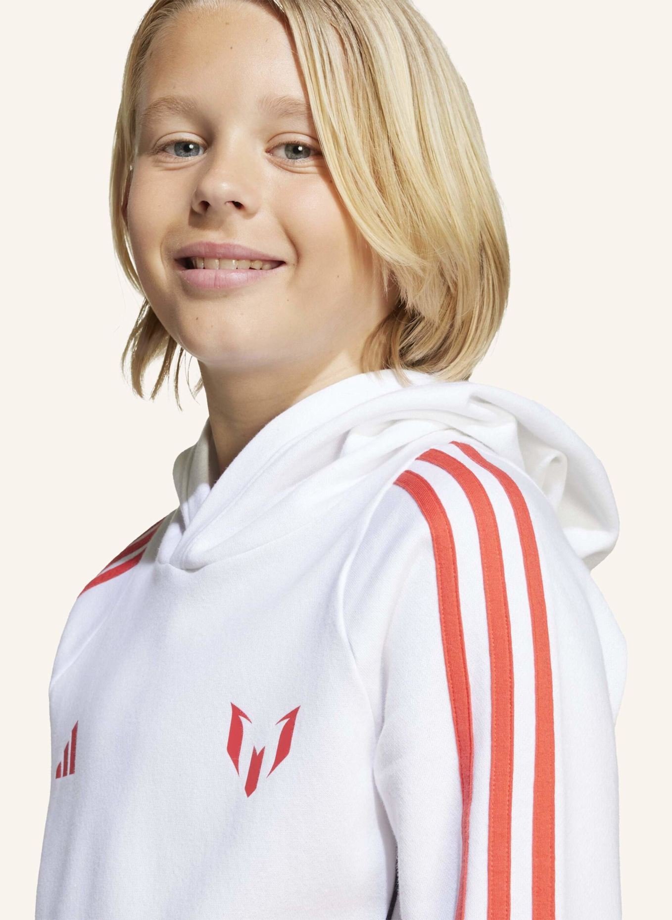 adidas MESSI KIDS HOODIE: WEISS