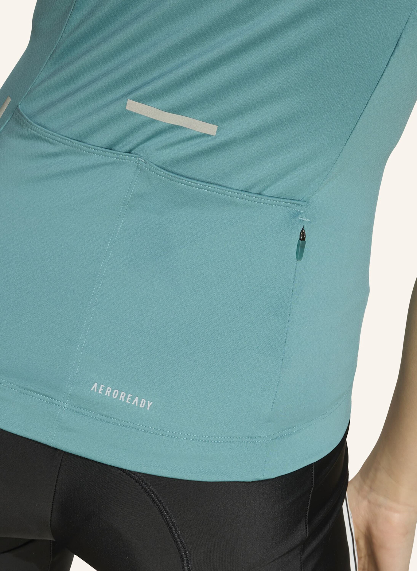 adidas TEMPO 3-STREIFEN RADTRIKOT: TÜRKIS