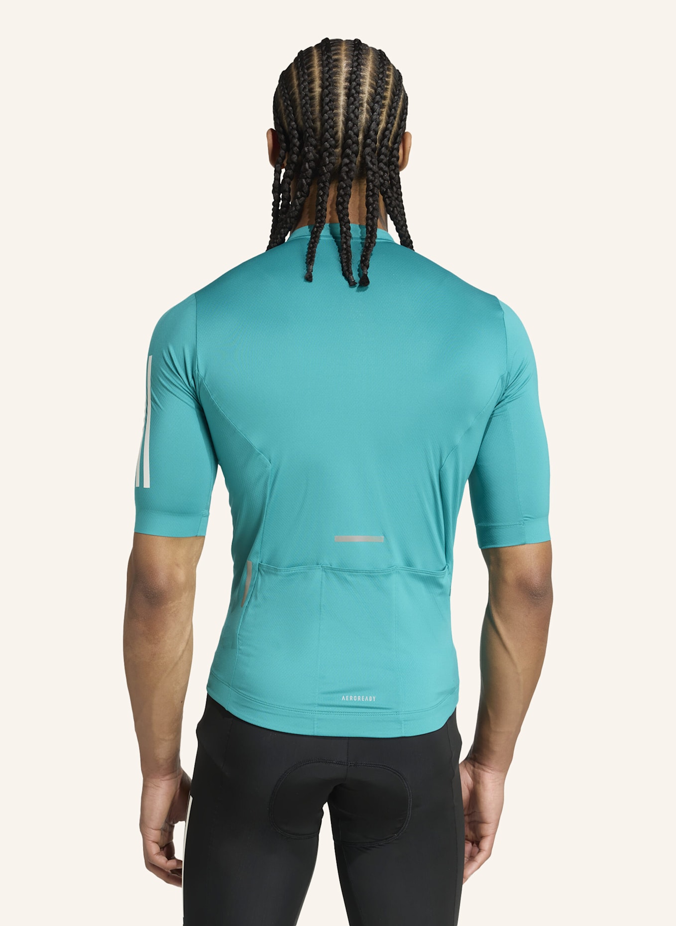 adidas TEMPO 3-STREIFEN RADTRIKOT: TÜRKIS