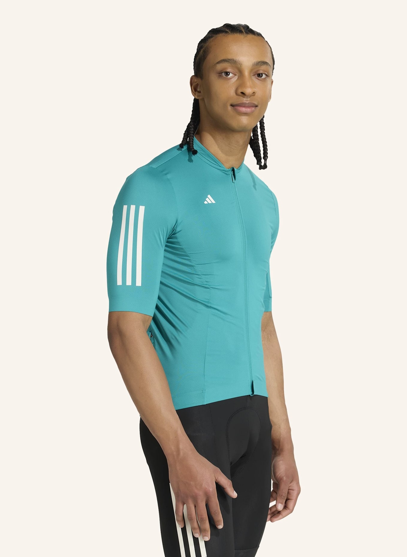 adidas TEMPO 3-STREIFEN RADTRIKOT: TÜRKIS