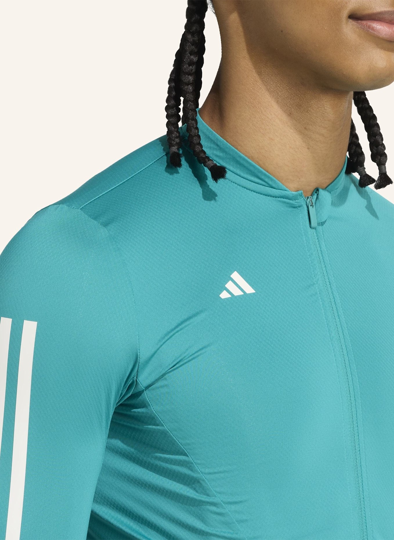 adidas TEMPO 3-STREIFEN RADTRIKOT: TÜRKIS